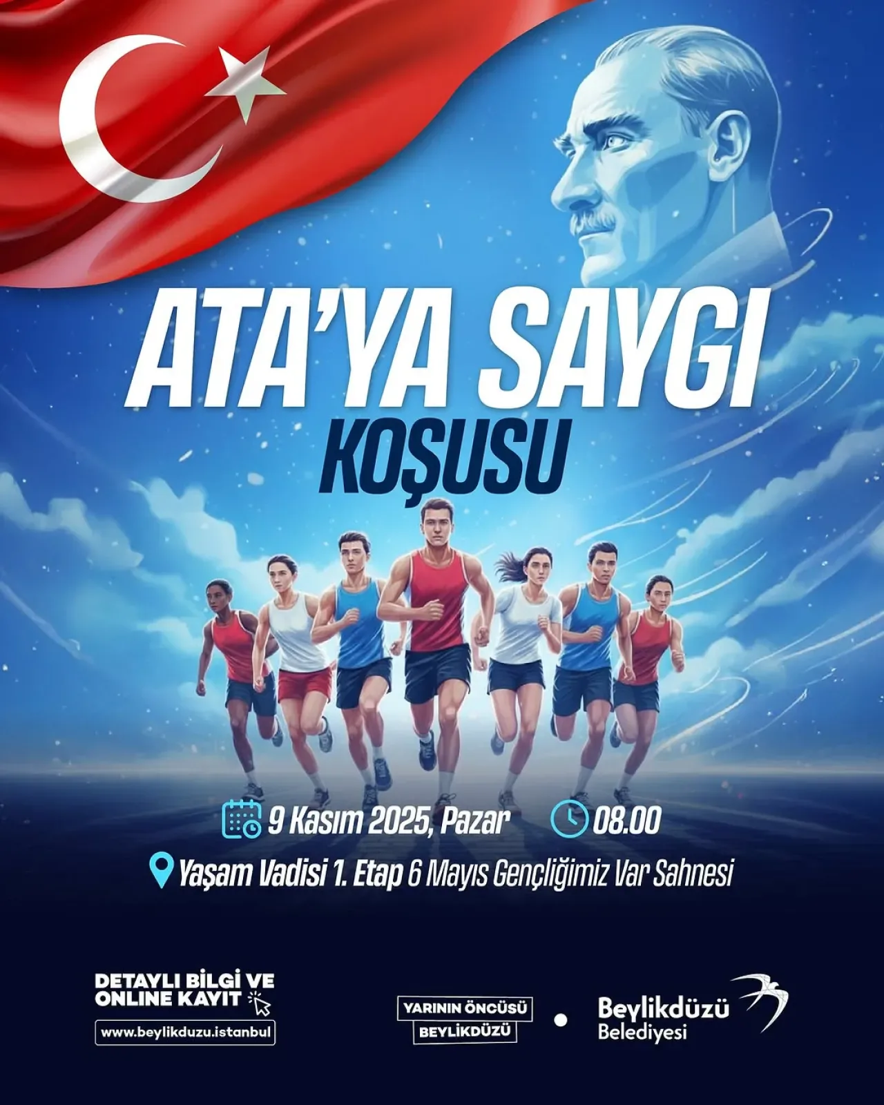 Beylikdüzü'nde Atatürk Saygı Koşusu 9 Kasım'da Düzenleniyor Beylikdüzü'nde Atatürk Saygı Koşusu 9 Kasım'da Düzenleniyor