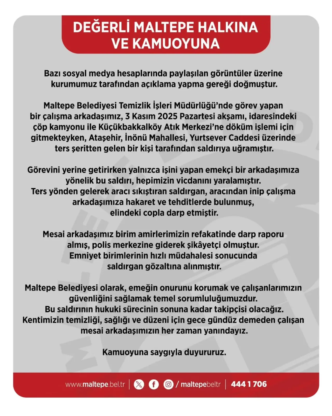 Maltepe Belediyesi Sosyal Medya Paylaşımları Hakkında Açıklama Yaptı Maltepe Belediyesi Sosyal Medya Paylaşımları Hakkında Açıklama Yaptı