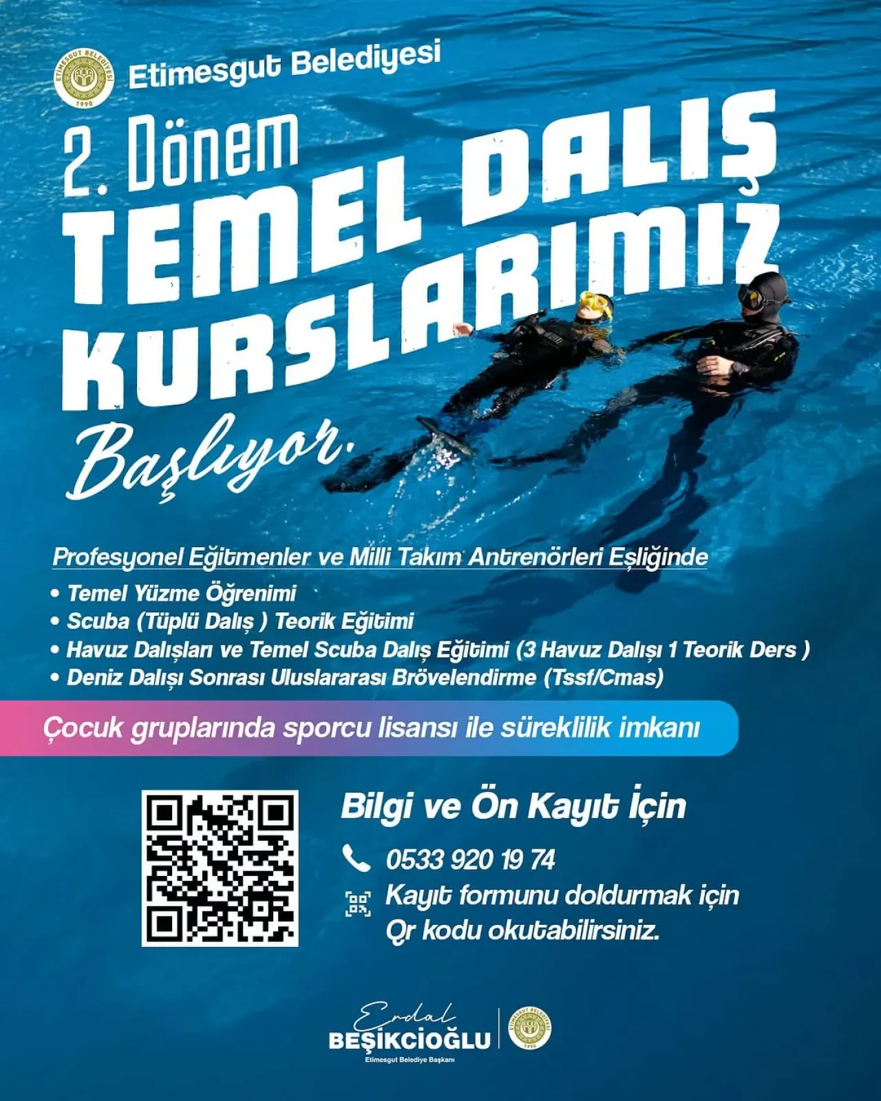 Etimesgut Belediyesi Temel Dalış Kursları İkinci Dönem Kayıtlarına Başladı Etimesgut Belediyesi Temel Dalış Kursları İkinci Dönem Kayıtlarına Başladı