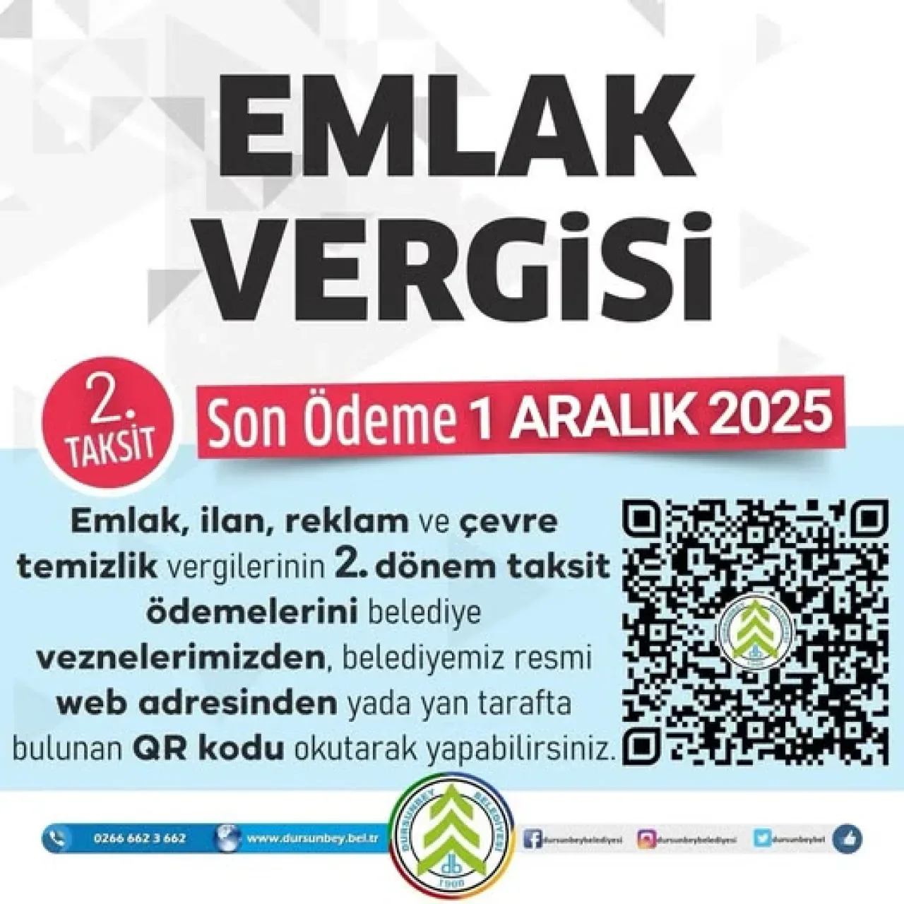 Dursunbey Belediyesi 2025 Yılı Vergi İkinci Taksit Ödemeleri Başladı Dursunbey Belediyesi 2025 Yılı Vergi İkinci Taksit Ödemeleri Başladı