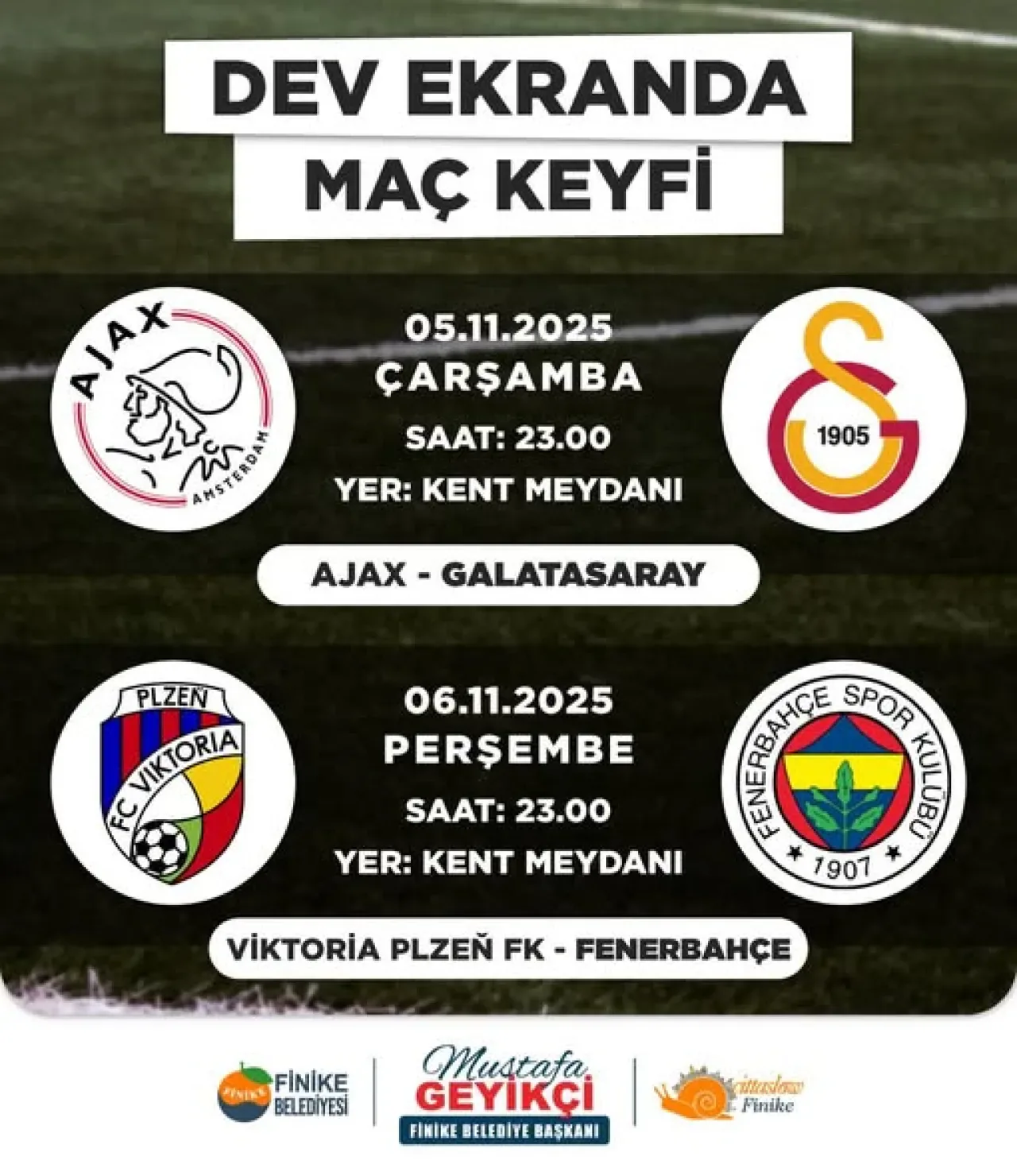 Finike'de Dev Ekran Kuruldu: Galatasaray ve Fenerbahçe Taraftarları Kent Meydanı'nda Buluşuyor Finike'de Dev Ekran Kuruldu: Galatasaray ve Fenerbahçe Taraftarları Kent Meydanı'nda Buluşuyor
