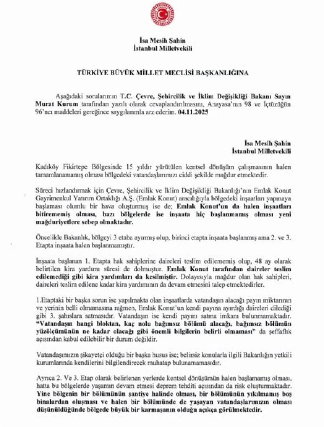 Fikirtepe Kentsel Dönüşüm Projesinin Son Durumu TBMM Gündeminde Fikirtepe Kentsel Dönüşüm Projesinin Son Durumu TBMM Gündeminde