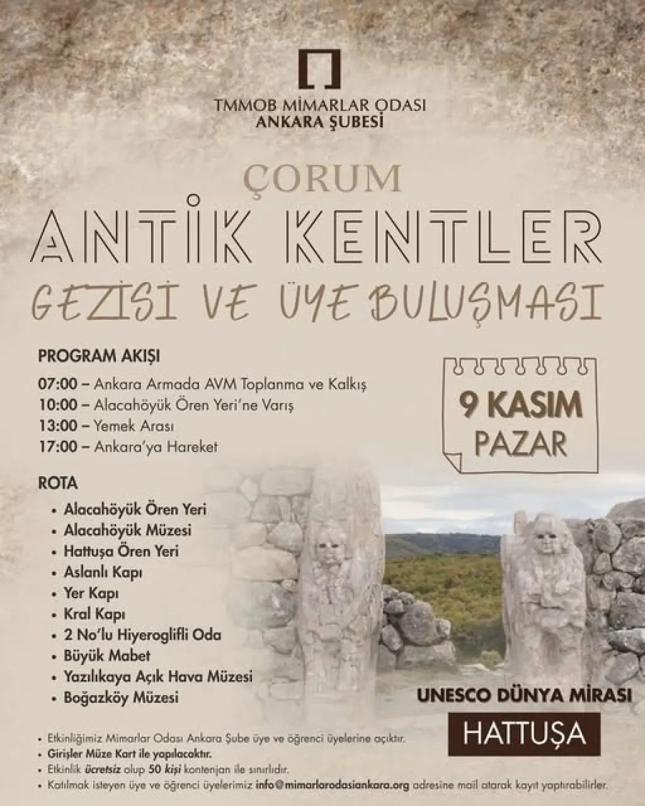 Çorum'da Tarihe Yolculuk: Mimarlar Odası Antik Kentler Gezisi Düzenliyor Çorum'da Tarihe Yolculuk: Mimarlar Odası Antik Kentler Gezisi Düzenliyor