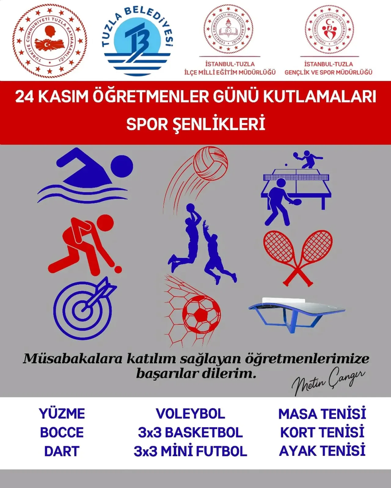 İstanbul Tuzla'da 24 Kasım Öğretmenler Günü Spor Şenlikleri Başlıyor İstanbul Tuzla'da 24 Kasım Öğretmenler Günü Spor Şenlikleri Başlıyor