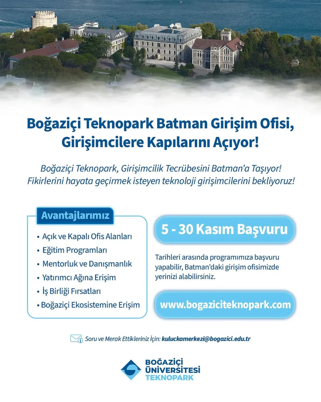 Boğaziçi Teknopark Batman Girişim Ofisi Başvuruları Başlıyor Boğaziçi Teknopark Batman Girişim Ofisi Başvuruları Başlıyor