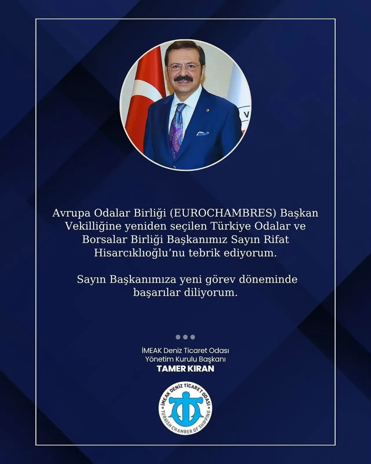 Rifat Hisarcıklıoğlu, EUROCHAMBRES Başkan Vekilliğine Yeniden Seçildi Rifat Hisarcıklıoğlu, EUROCHAMBRES Başkan Vekilliğine Yeniden Seçildi
