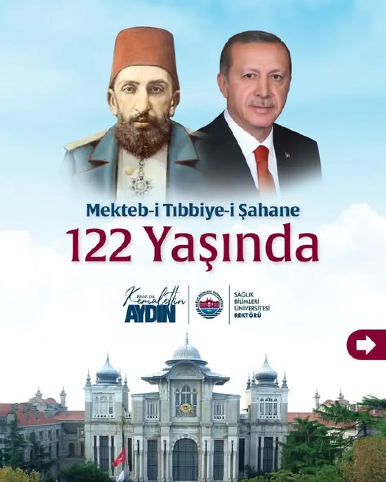 Sağlık Bilimleri Üniversitesi'nden Mekteb-i Tıbbiye-i Şahane'nin 122. Kuruluş Yıldönümü Mesajı Sağlık Bilimleri Üniversitesi'nden Mekteb-i Tıbbiye-i Şahane'nin 122. Kuruluş Yıldönümü Mesajı
