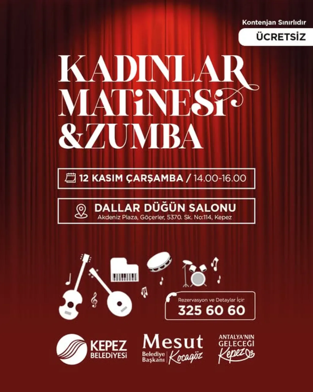 Kepez'de Kadınlara Özel Ücretsiz Zumba ve Müzik Etkinliği Kepez'de Kadınlara Özel Ücretsiz Zumba ve Müzik Etkinliği