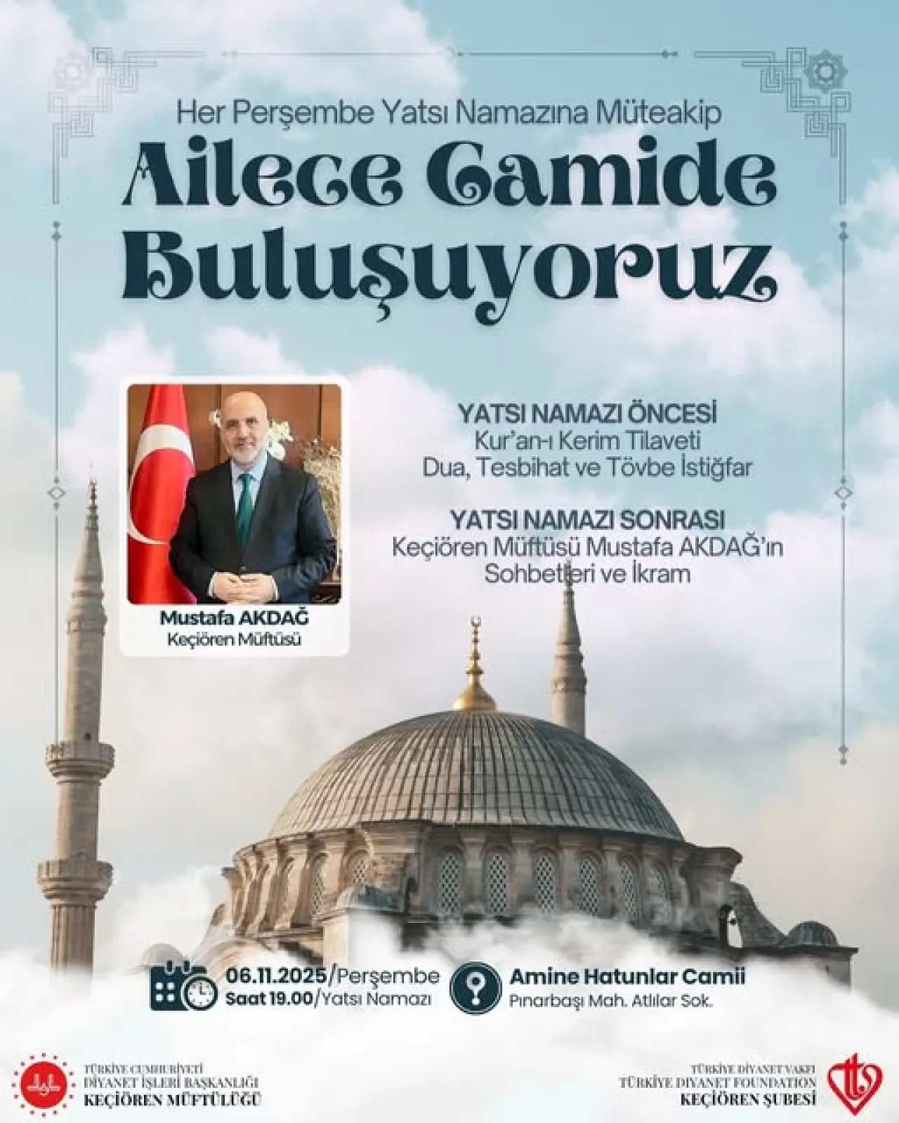 Ailece Camide Buluşuyoruz Programı Amine Hatunlar Camii'nde Gerçekleşecek Ailece Camide Buluşuyoruz Programı Amine Hatunlar Camii'nde Gerçekleşecek