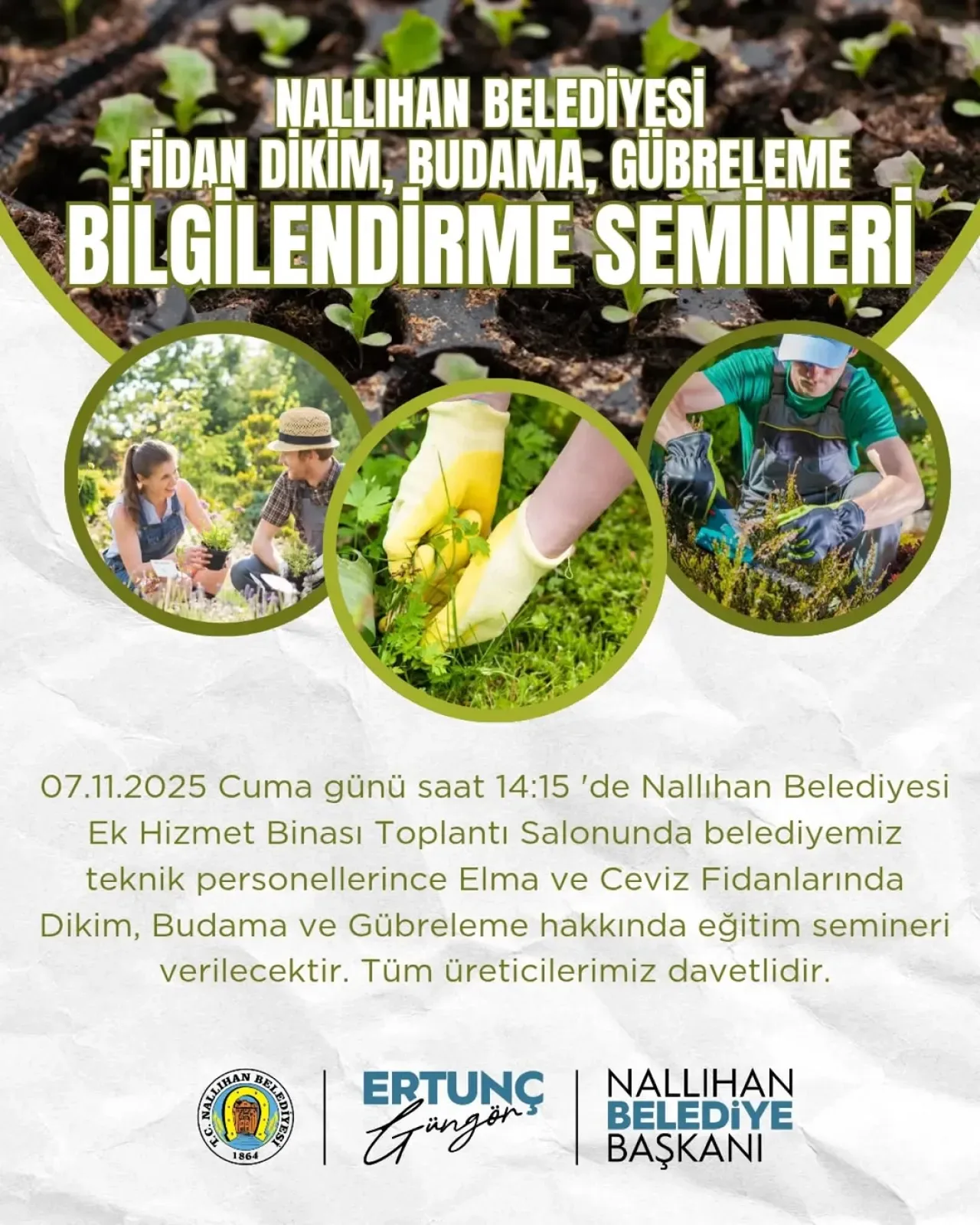 Nallıhan'da Elma ve Ceviz Yetiştiriciliği Eğitim Semineri Düzenleniyor Nallıhan'da Elma ve Ceviz Yetiştiriciliği Eğitim Semineri Düzenleniyor