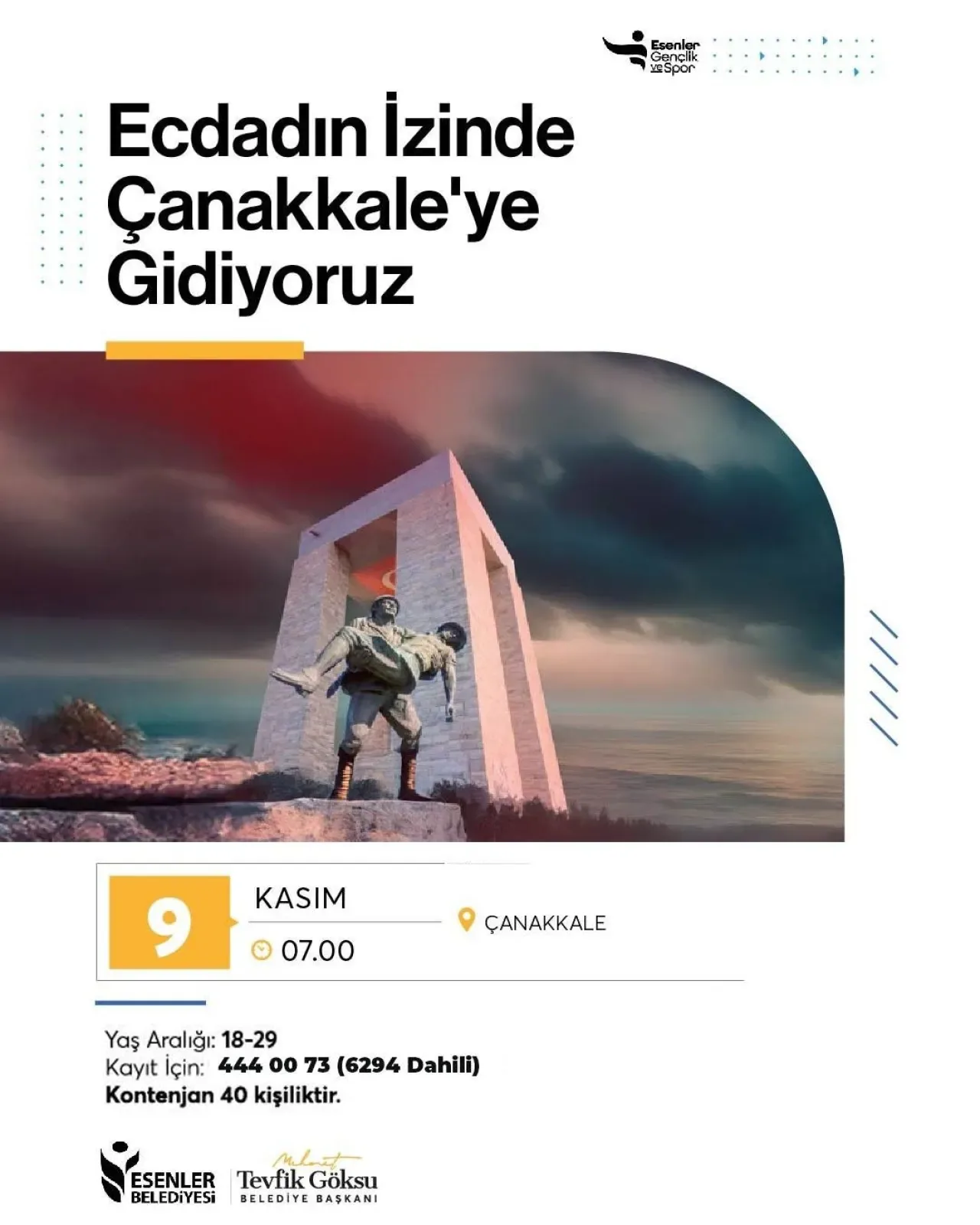 Esenlerli Gençler Çanakkale'de Tarihe Yolculuk Yapacak Esenlerli Gençler Çanakkale'de Tarihe Yolculuk Yapacak