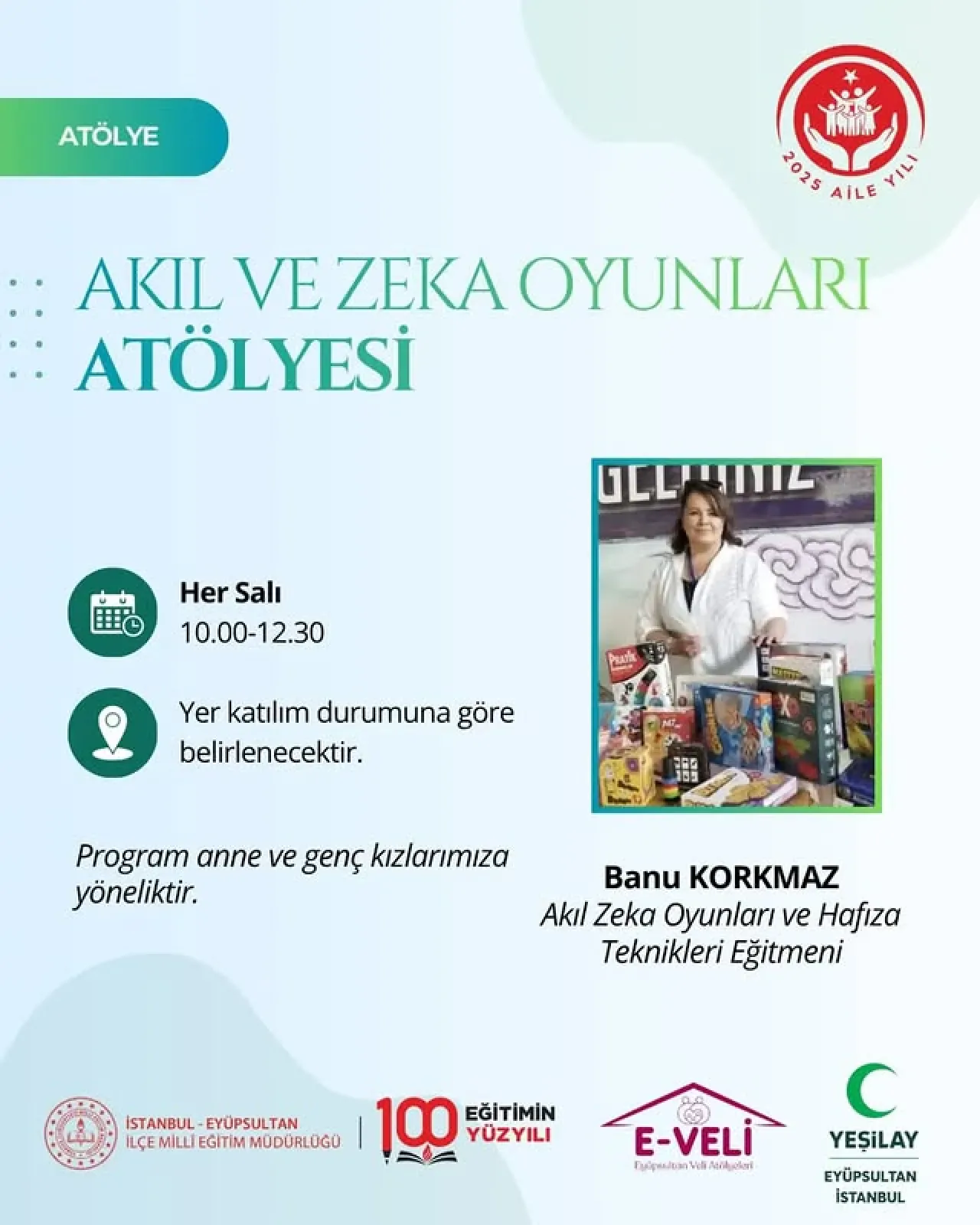 Eyüpsultan'da Ailelere Özel Zeka Oyunları Atölyesi Başlıyor Eyüpsultan'da Ailelere Özel Zeka Oyunları Atölyesi Başlıyor