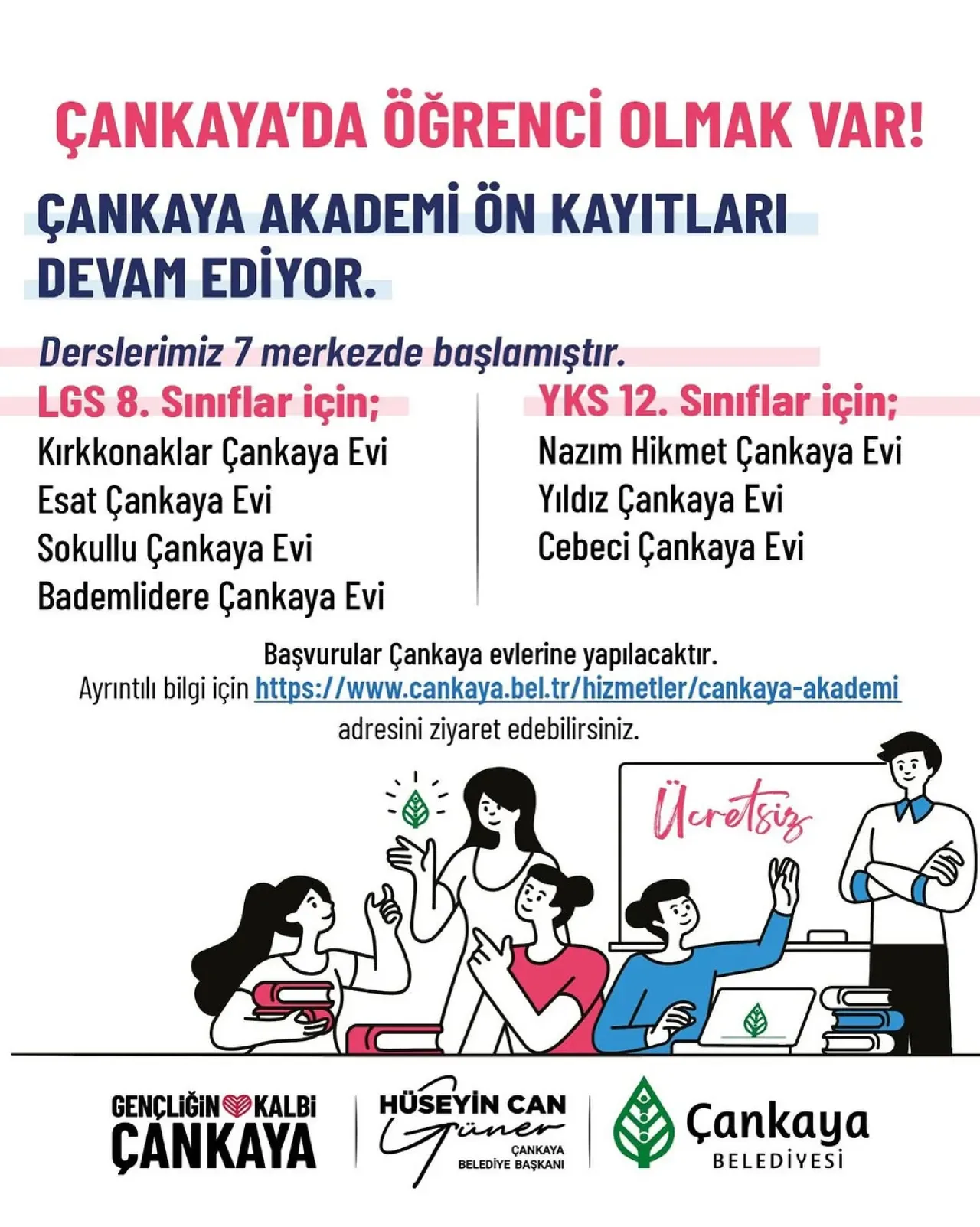 Çankaya Belediyesi'nden Öğrencilere Sınav Desteği: Çankaya Evleri ve Çankaya Akademi'de Ücretsiz Eğitimler Çankaya Belediyesi'nden Öğrencilere Sınav Desteği: Çankaya Evleri ve Çankaya Akademi'de Ücretsiz Eğitimler