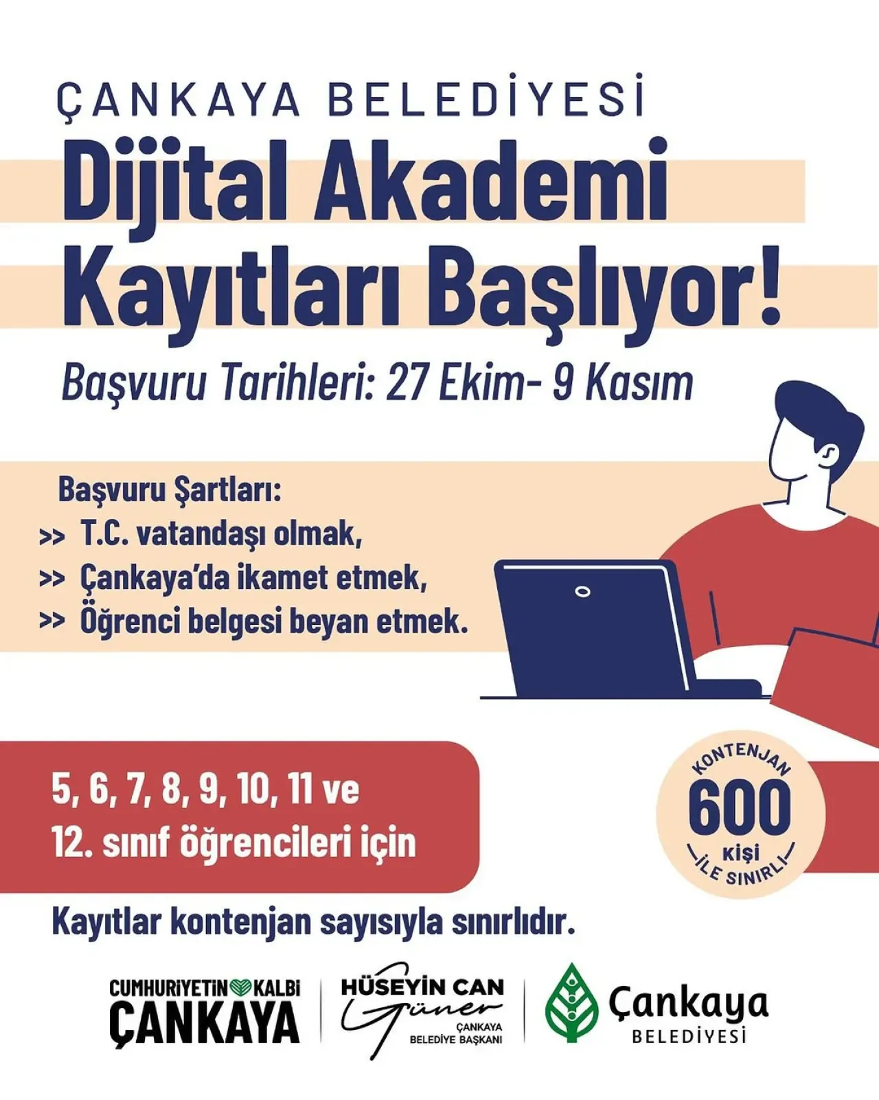 Çankaya Belediyesi Dijital Akademi'de Ücretsiz Eğitim Kayıtları Sürüyor Çankaya Belediyesi Dijital Akademi'de Ücretsiz Eğitim Kayıtları Sürüyor