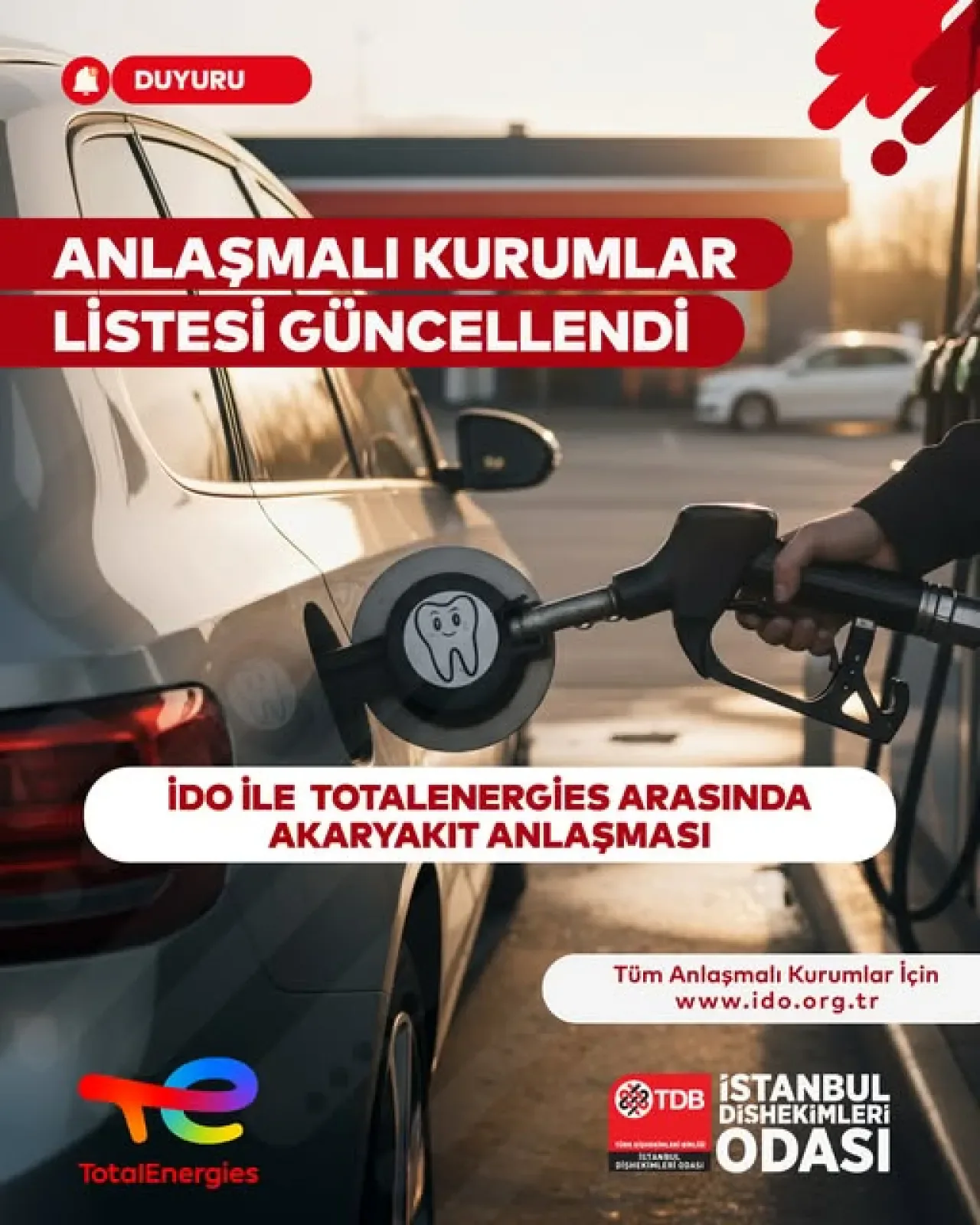 İstanbul Dişhekimleri Odası'ndan TotalEnergies ile Akaryakıt Alımında İndirim Fırsatı İstanbul Dişhekimleri Odası'ndan TotalEnergies ile Akaryakıt Alımında İndirim Fırsatı