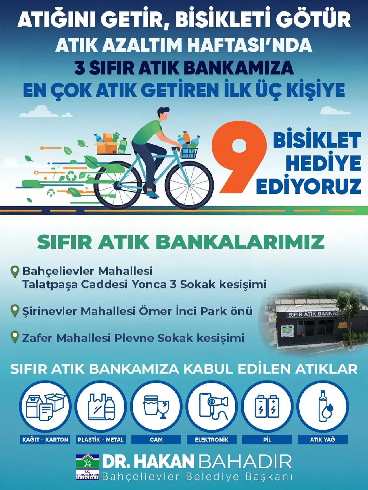 Bahçelievler'de Atığını Getirenlere Bisiklet Hediyesi Bahçelievler'de Atığını Getirenlere Bisiklet Hediyesi