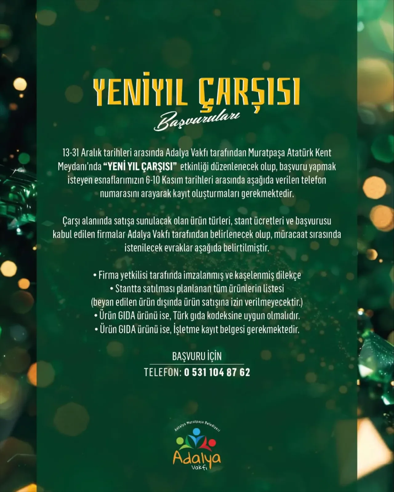 Muratpaşa'da Yeni Yıl Çarşısı Başvuruları Başlıyor Muratpaşa'da Yeni Yıl Çarşısı Başvuruları Başlıyor