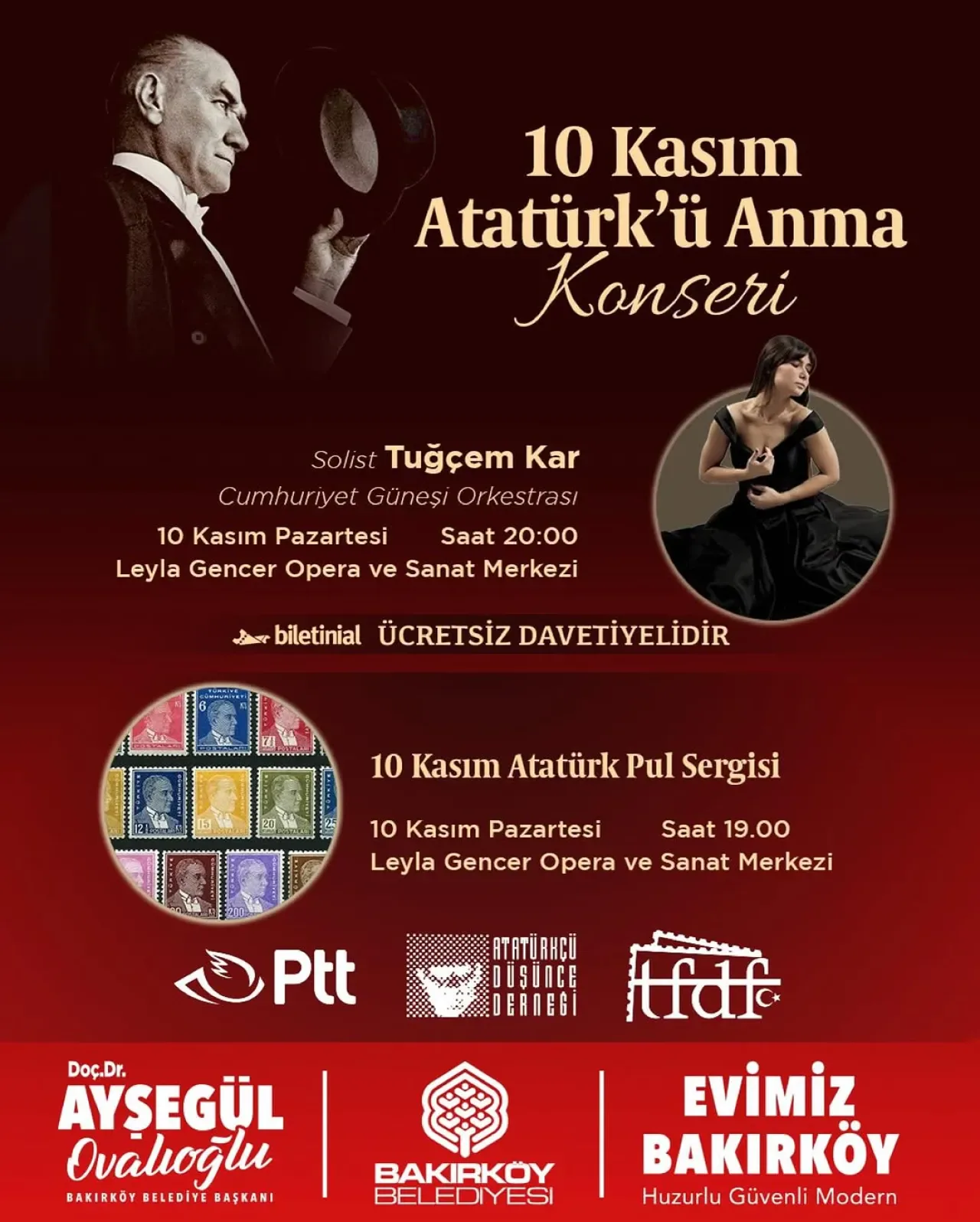 Bakırköy'de Atatürk'ü Anma Konseri ve Pul Sergisi Bakırköy'de Atatürk'ü Anma Konseri ve Pul Sergisi