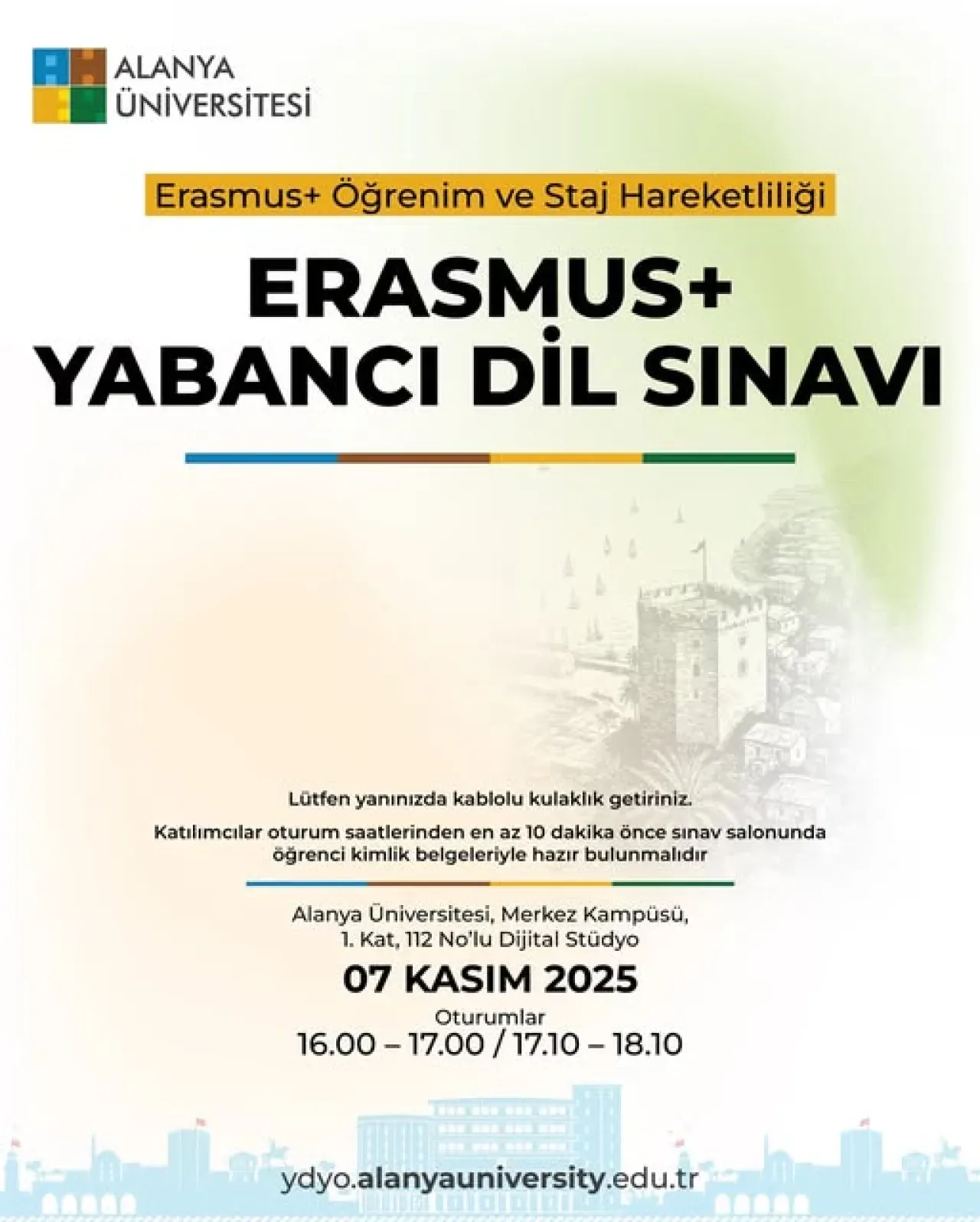 Alanya Üniversitesi'nde Erasmus Yabancı Dil Sınavı Tarihi Belli Oldu Alanya Üniversitesi'nde Erasmus Yabancı Dil Sınavı Tarihi Belli Oldu