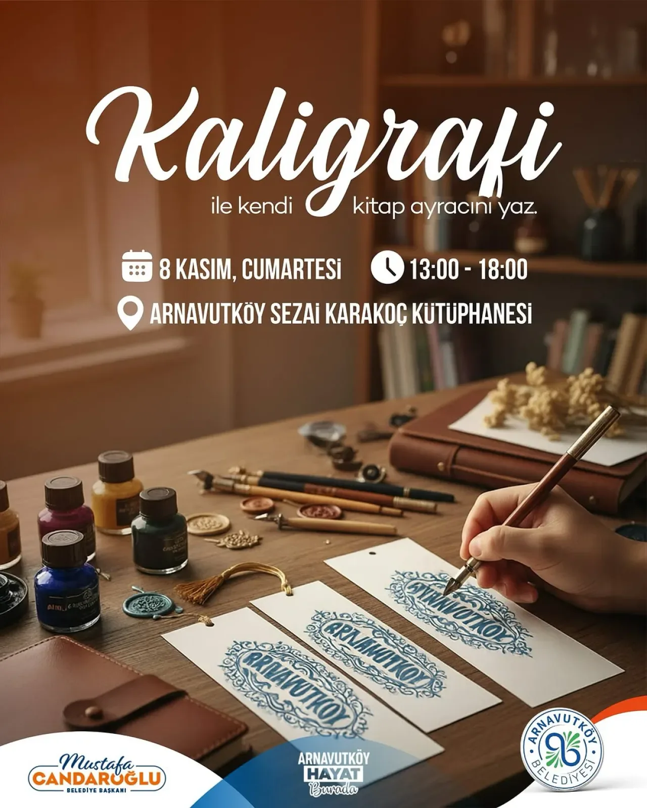 Arnavutköy'de Kaligrafi Atölyesi ile Kendi Kitap Ayracını Tasarlama Fırsatı Arnavutköy'de Kaligrafi Atölyesi ile Kendi Kitap Ayracını Tasarlama Fırsatı