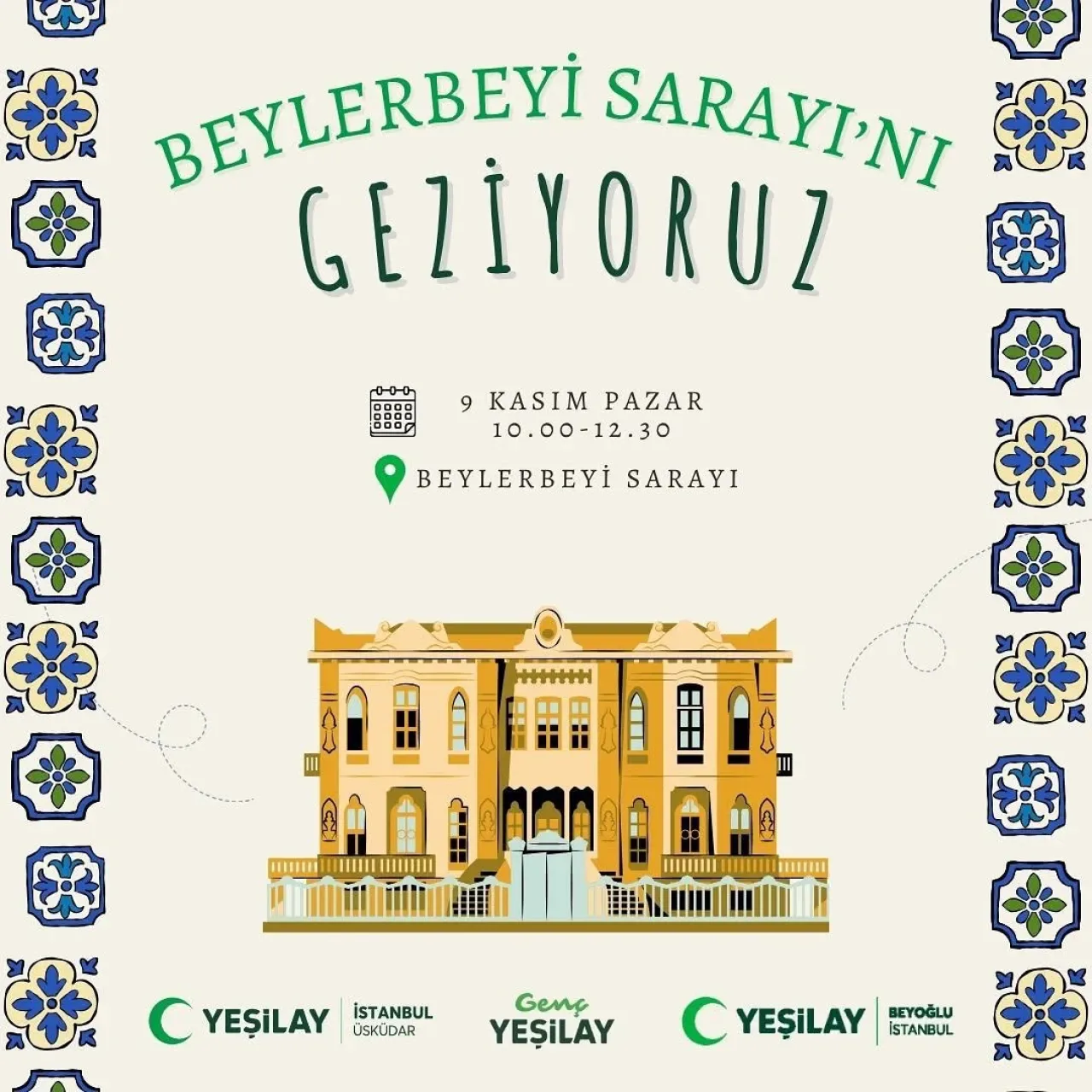 Yeşilay Gençlik Komisyonları Beylerbeyi Sarayı'nda Tarih ve Sanat Gezisi Düzenliyor Yeşilay Gençlik Komisyonları Beylerbeyi Sarayı'nda Tarih ve Sanat Gezisi Düzenliyor