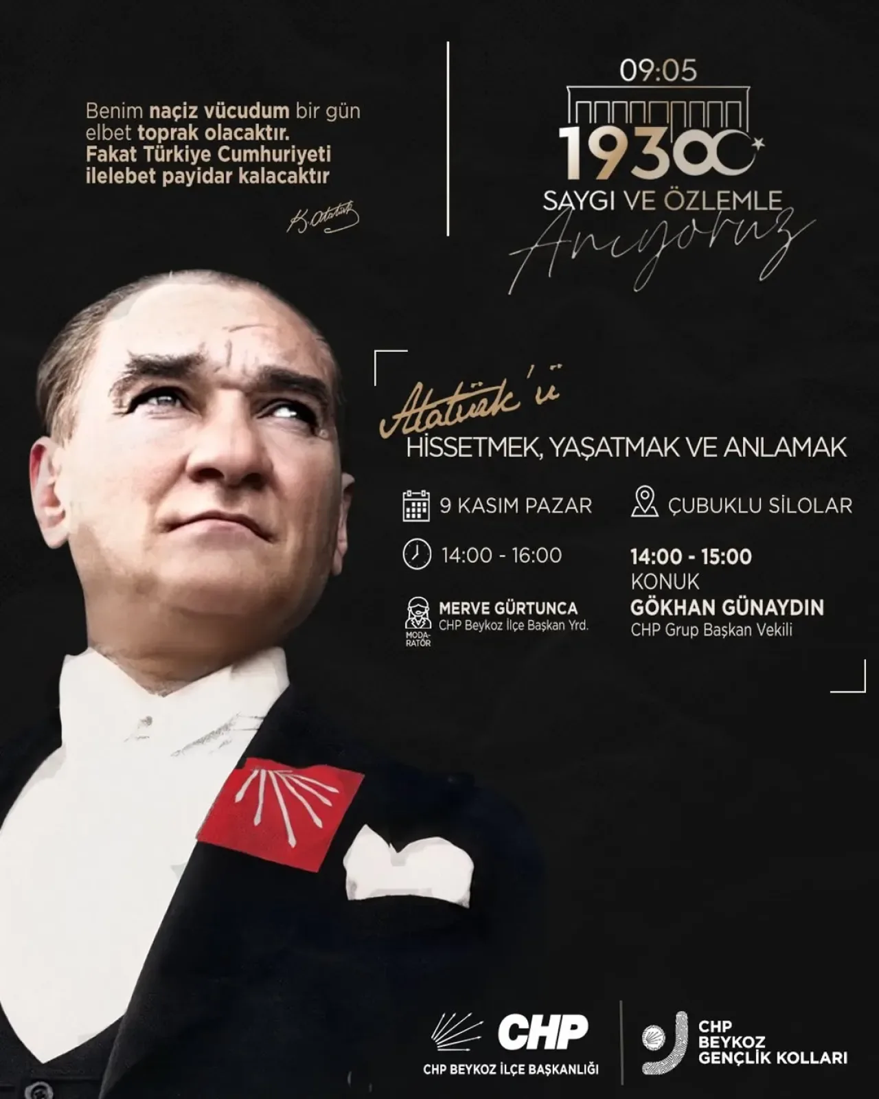 Cumhuriyet Halk Partisi Beykoz'da "Atatürk'ü Hissetmek, Yaşatmak ve Anlamak" Programı Düzenliyor Cumhuriyet Halk Partisi Beykoz'da "Atatürk'ü Hissetmek, Yaşatmak ve Anlamak" Programı Düzenliyor