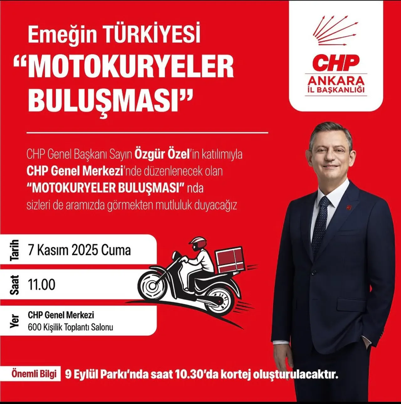 Özgür Özel'in Katılımıyla CHP Genel Merkezi'nde Motokuryeler Buluşması Düzenleniyor Özgür Özel'in Katılımıyla CHP Genel Merkezi'nde Motokuryeler Buluşması Düzenleniyor