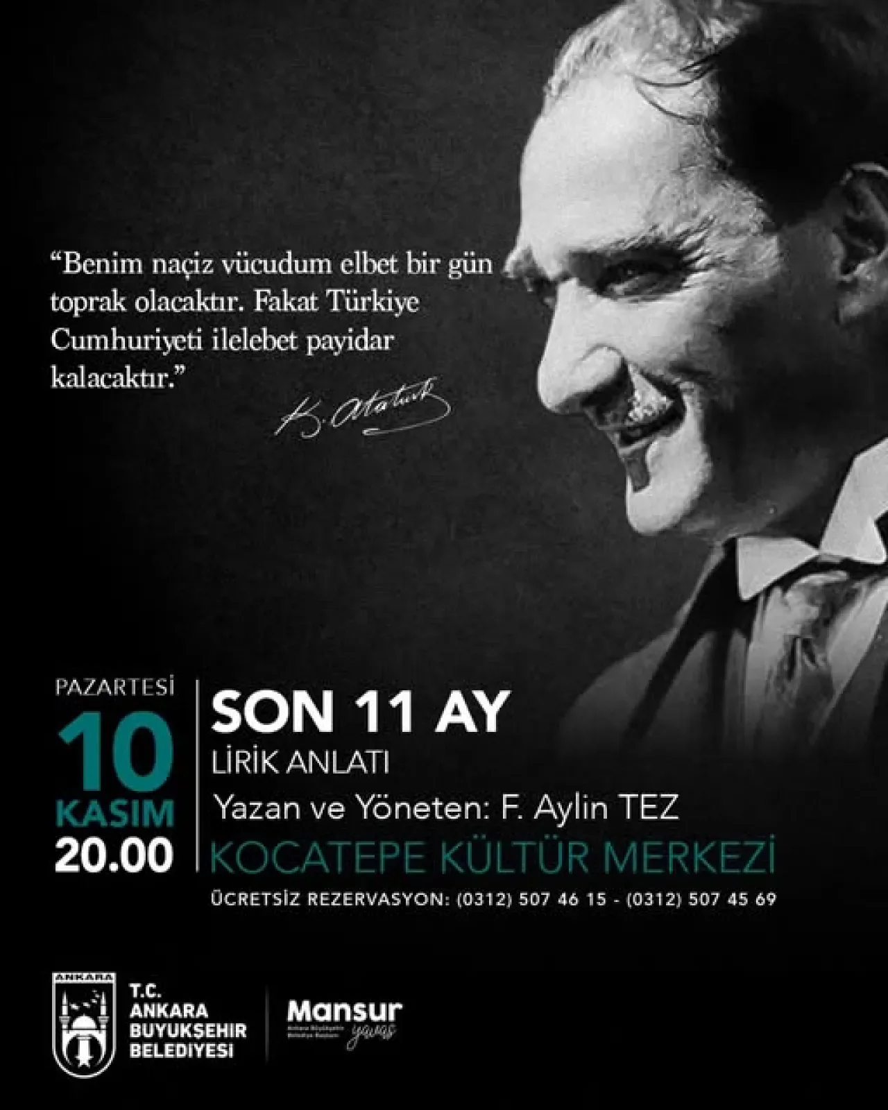 Atatürk'ün Son Dönemini Anlatan "Son 11 Ay" Tiyatrosu Sahneleniyor Atatürk'ün Son Dönemini Anlatan "Son 11 Ay" Tiyatrosu Sahneleniyor