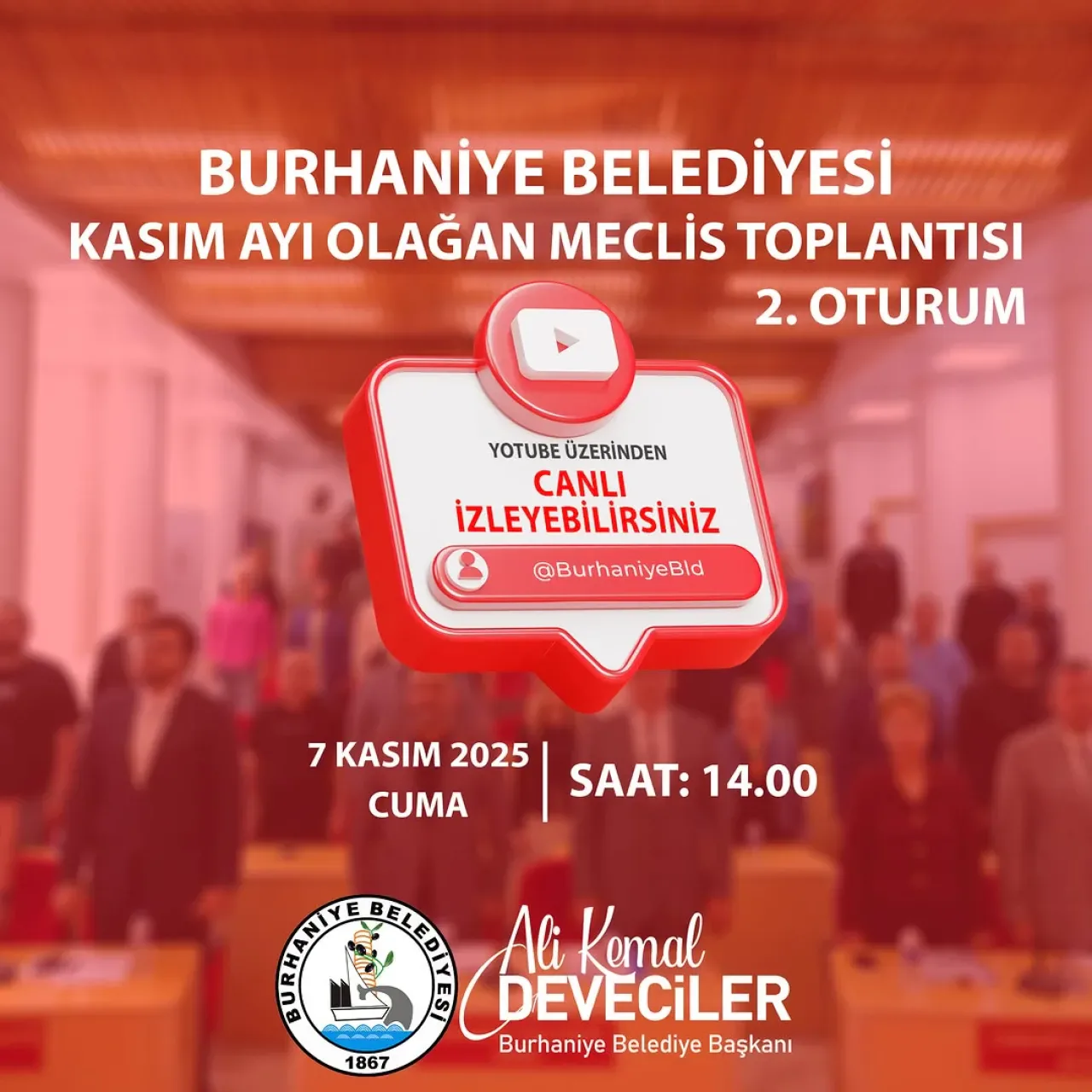 Burhaniye Kasım Ayı Meclis Toplantısı İkinci Oturumu Canlı Yayınlanacak Burhaniye Kasım Ayı Meclis Toplantısı İkinci Oturumu Canlı Yayınlanacak