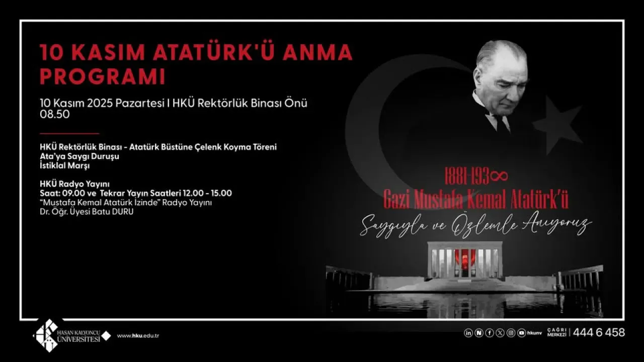 Hasan Kalyoncu Üniversitesi'nde 10 Kasım Atatürk'ü Anma Töreni Düzenlendi Hasan Kalyoncu Üniversitesi'nde 10 Kasım Atatürk'ü Anma Töreni Düzenlendi