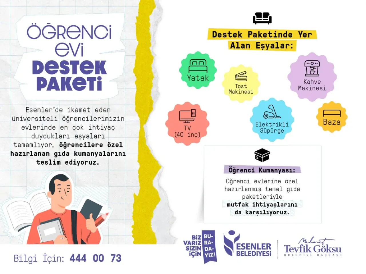 Esenler Belediyesi'nden Üniversiteli Gençlere "Öğrenci Evi Destek Paketi" Esenler Belediyesi'nden Üniversiteli Gençlere "Öğrenci Evi Destek Paketi"