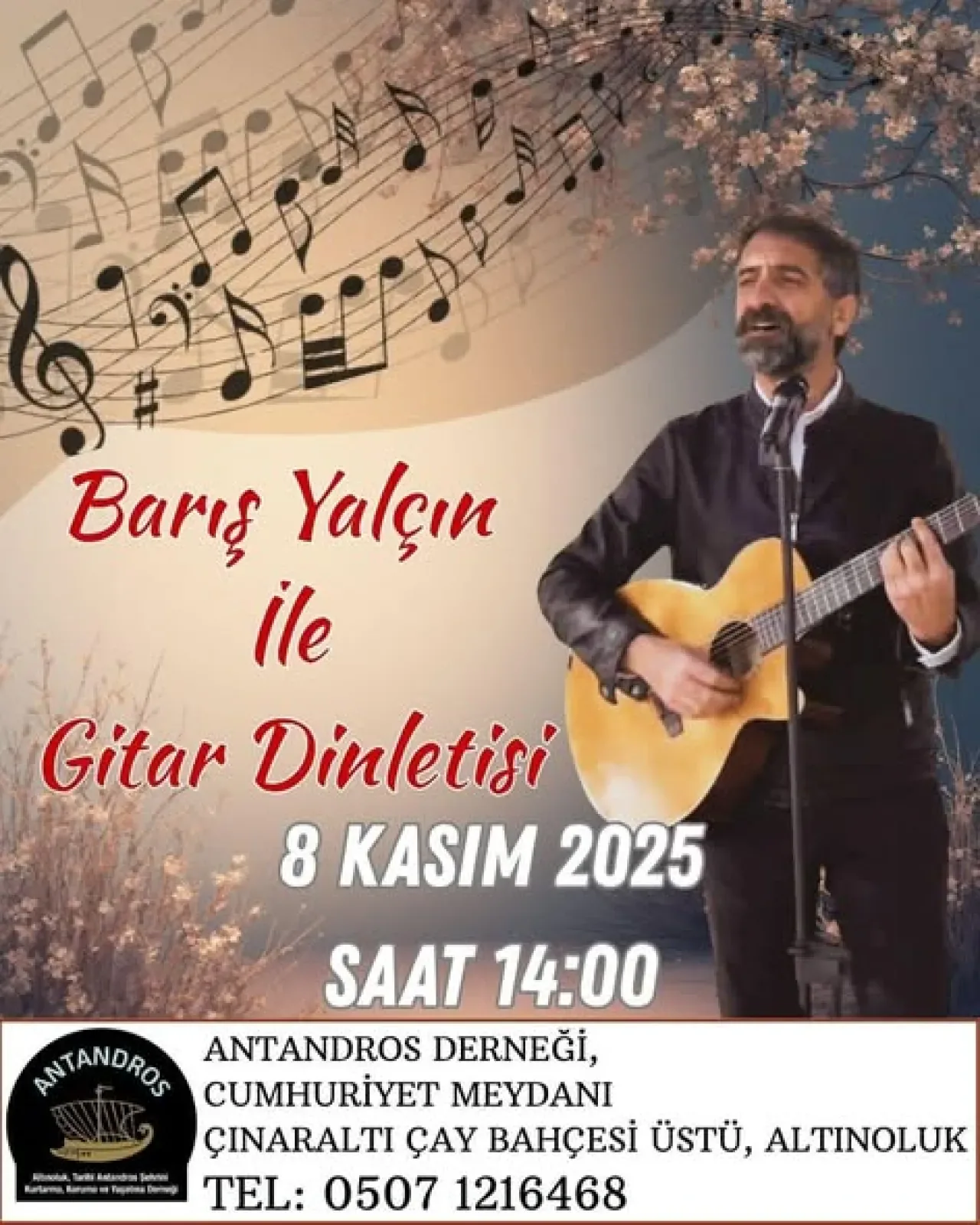 Edremit'te Barış Yalçın Gitar Dinletisi ve Serpil Demir Resim Sergisi Edremit'te Barış Yalçın Gitar Dinletisi ve Serpil Demir Resim Sergisi