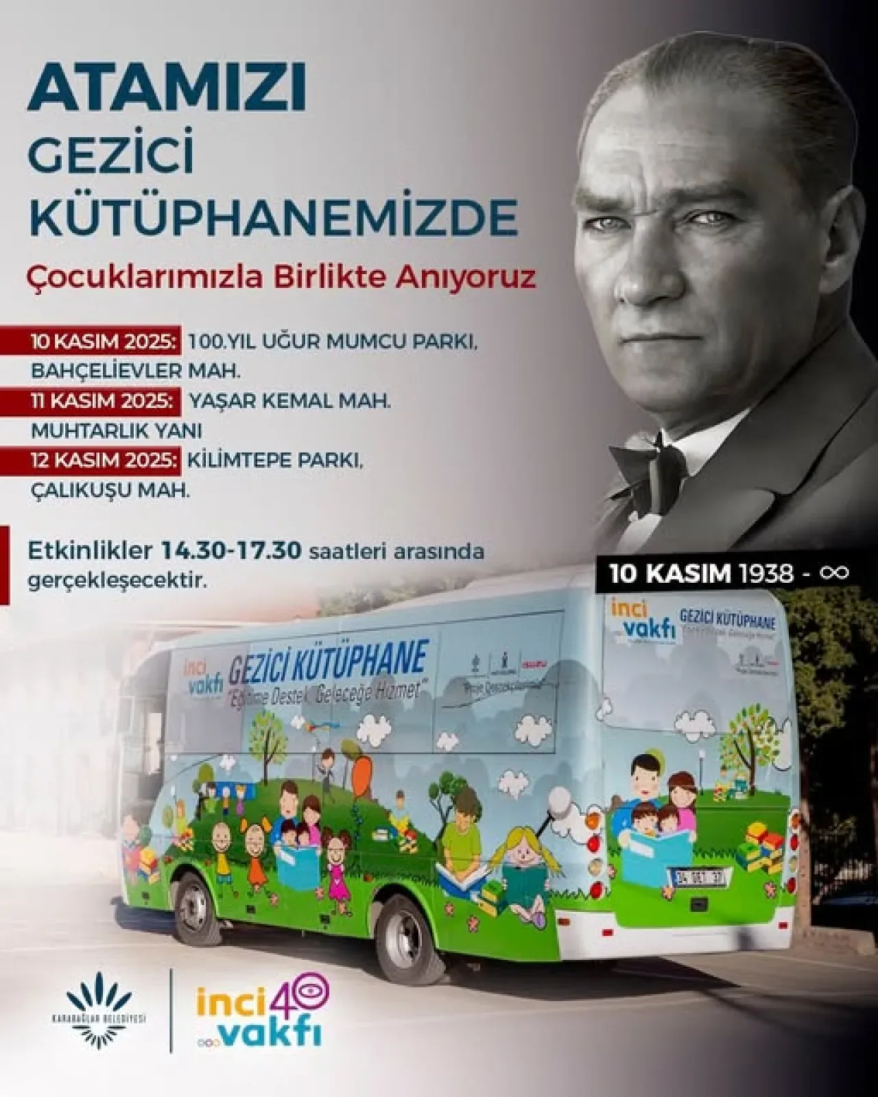 İzmir Karabağlar'da Çocuklarla Atatürk Anması: Gezici Kütüphane Etkinliği İzmir Karabağlar'da Çocuklarla Atatürk Anması: Gezici Kütüphane Etkinliği