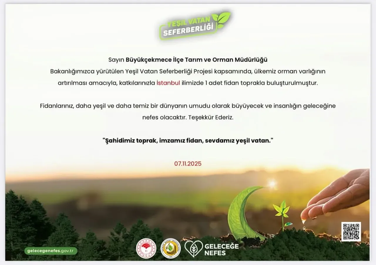 Büyükçekmece'de 11 Kasım Milli Ağaçlandırma Günü Kapsamında Fidan Dikim Etkinliği Düzenleniyor Büyükçekmece'de 11 Kasım Milli Ağaçlandırma Günü Kapsamında Fidan Dikim Etkinliği Düzenleniyor