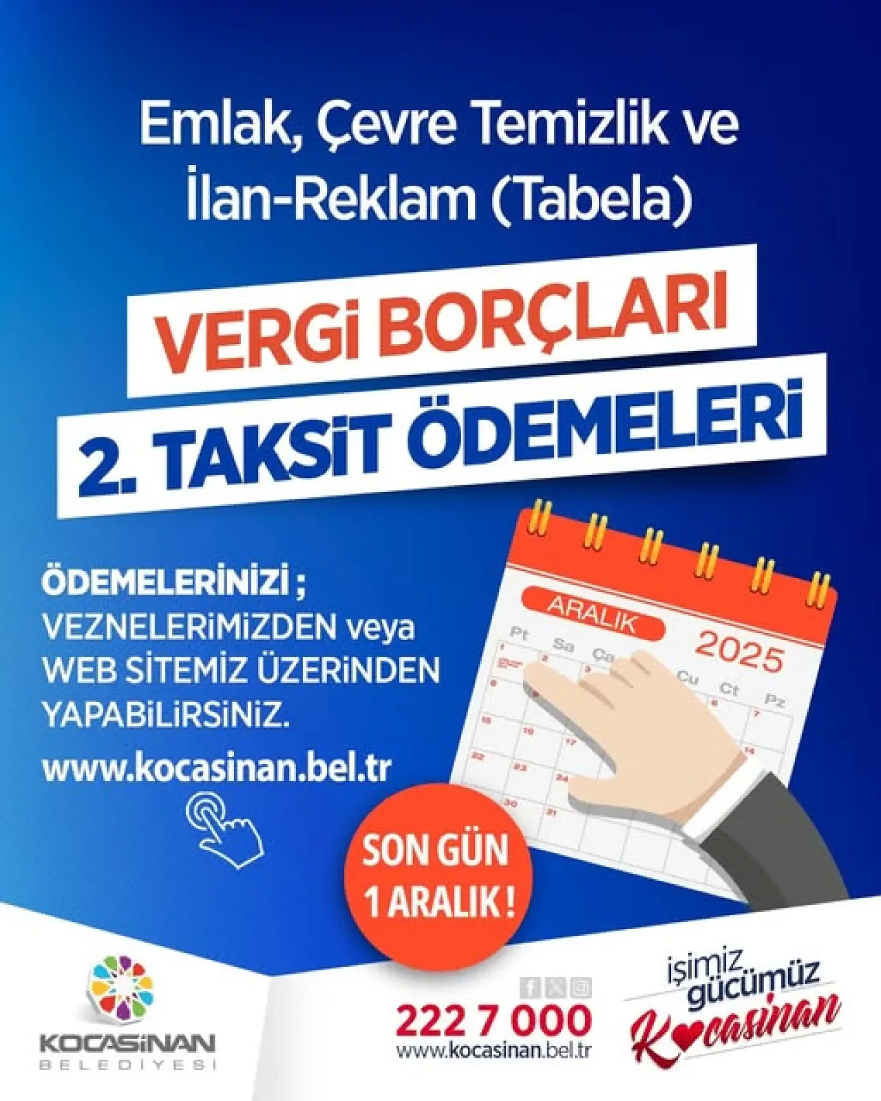 Kocasinan Belediyesi Aralık Ayı Vergi Borçları İçin Son Ödeme Tarihi Açıklandı Kocasinan Belediyesi Aralık Ayı Vergi Borçları İçin Son Ödeme Tarihi Açıklandı