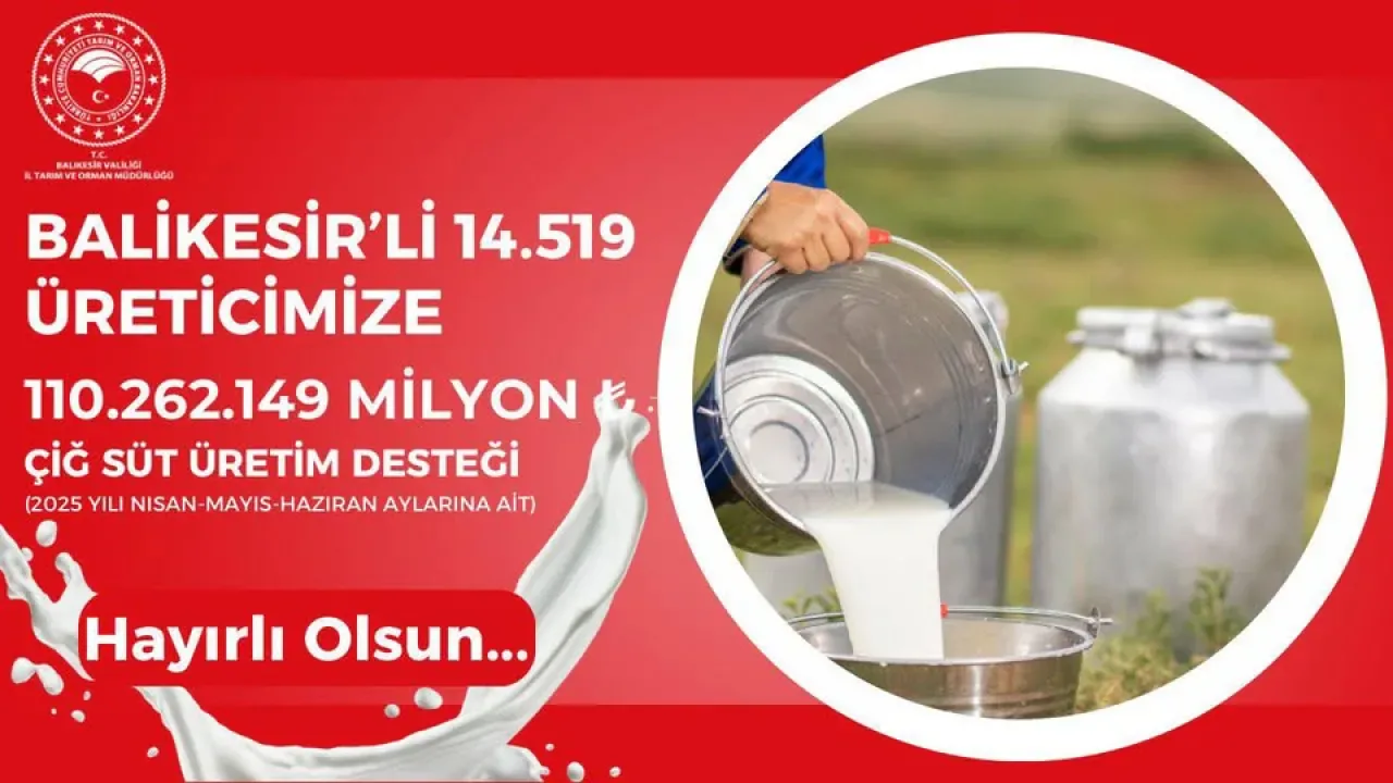 Balıkesir'de Çiftçilere 110 Milyon Liralık Çiğ Süt Desteği Balıkesir'de Çiftçilere 110 Milyon Liralık Çiğ Süt Desteği