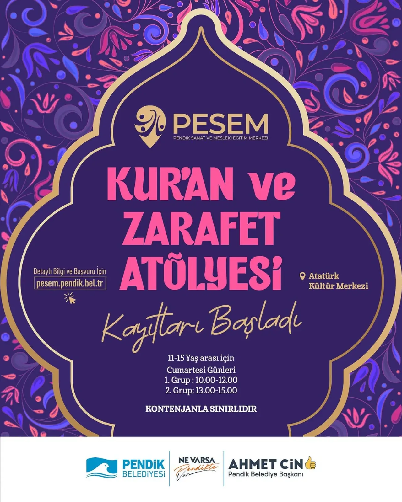 Pendik'te Gençlere Yönelik Kur'an ve Zarafet Atölyesi Kayıtları Başladı Pendik'te Gençlere Yönelik Kur'an ve Zarafet Atölyesi Kayıtları Başladı