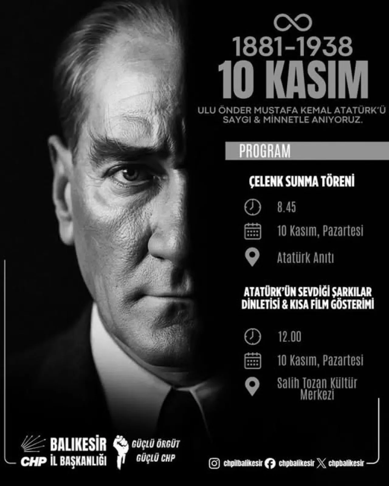 CHP Balıkesir'de Atatürk'ü Anma Programı Düzenliyor CHP Balıkesir'de Atatürk'ü Anma Programı Düzenliyor