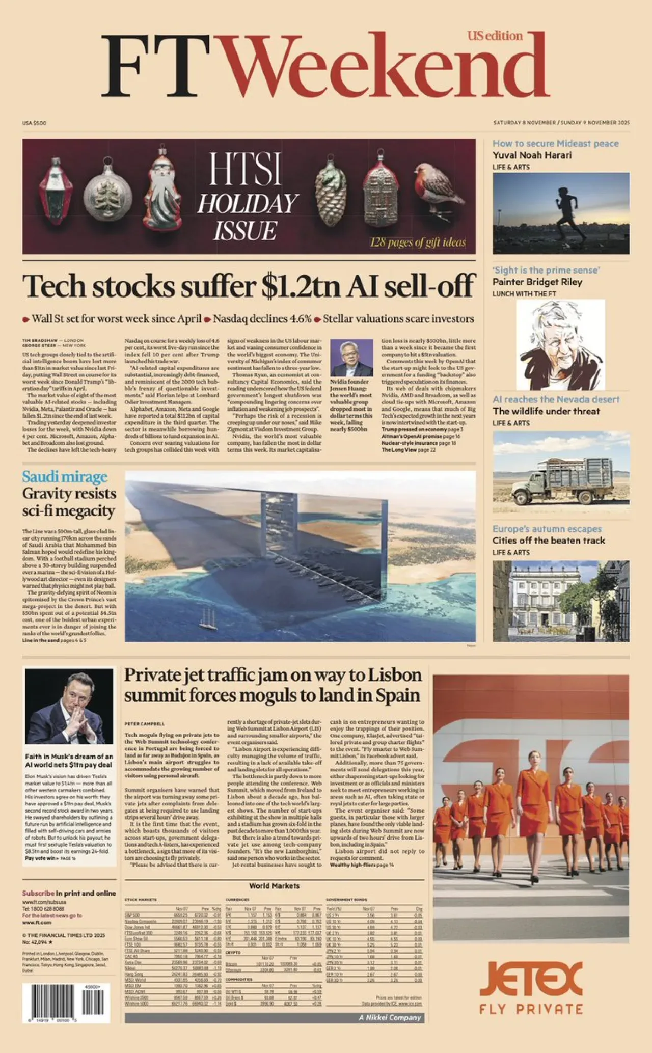 Financial Times, 8 Kasım Cumartesi Günü Uluslararası Baskısının Ön Sayfasını Yayınladı Financial Times, 8 Kasım Cumartesi Günü Uluslararası Baskısının Ön Sayfasını Yayınladı