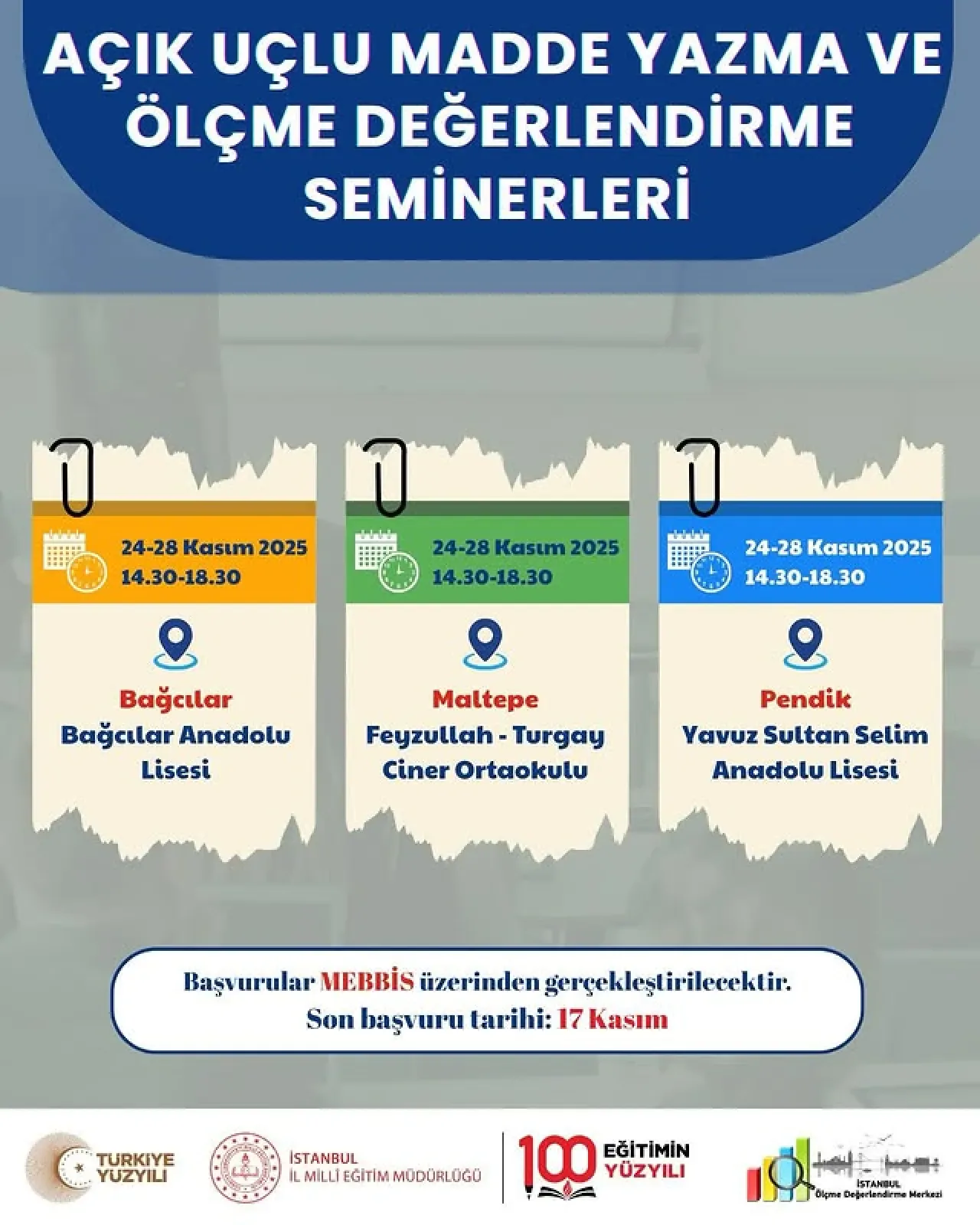 İstanbul'da Öğretmenlere Yönelik Ölçme Değerlendirme Seminerleri Düzenleniyor İstanbul'da Öğretmenlere Yönelik Ölçme Değerlendirme Seminerleri Düzenleniyor
