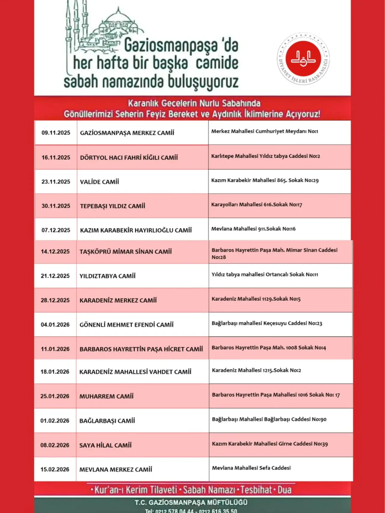Gaziosmanpaşa'da Sabah Namazında Tüm Vatandaşlara Açık Buluşma Gaziosmanpaşa'da Sabah Namazında Tüm Vatandaşlara Açık Buluşma