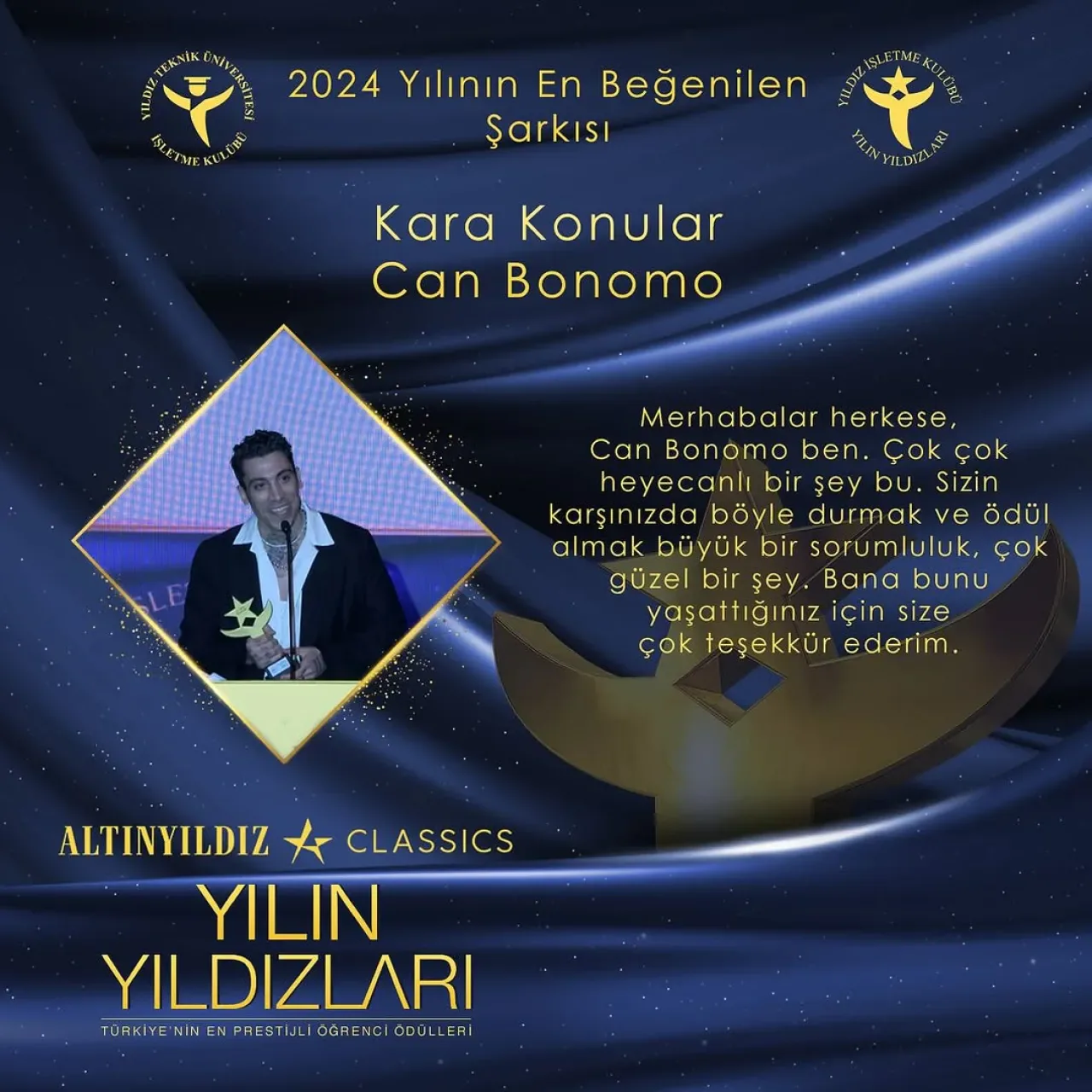 Can Bonomo'nun "Kara Konular" Şarkısı 2024'ün En Beğenilen Şarkısı Seçildi Can Bonomo'nun "Kara Konular" Şarkısı 2024'ün En Beğenilen Şarkısı Seçildi
