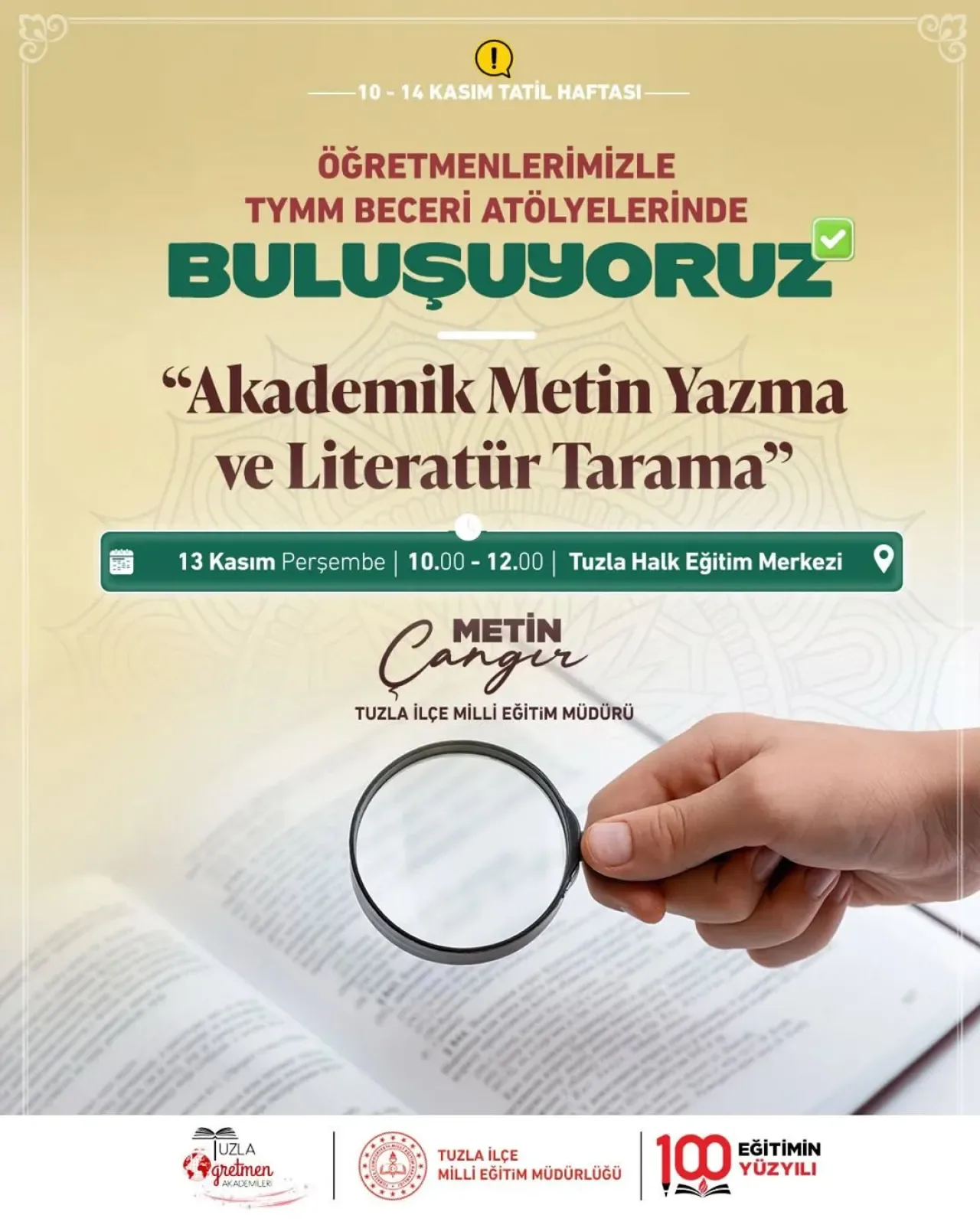 Tuzla'da Öğretmenler İçin Akademik Metin Yazma ve Literatür Tarama Atölyesi Tuzla'da Öğretmenler İçin Akademik Metin Yazma ve Literatür Tarama Atölyesi