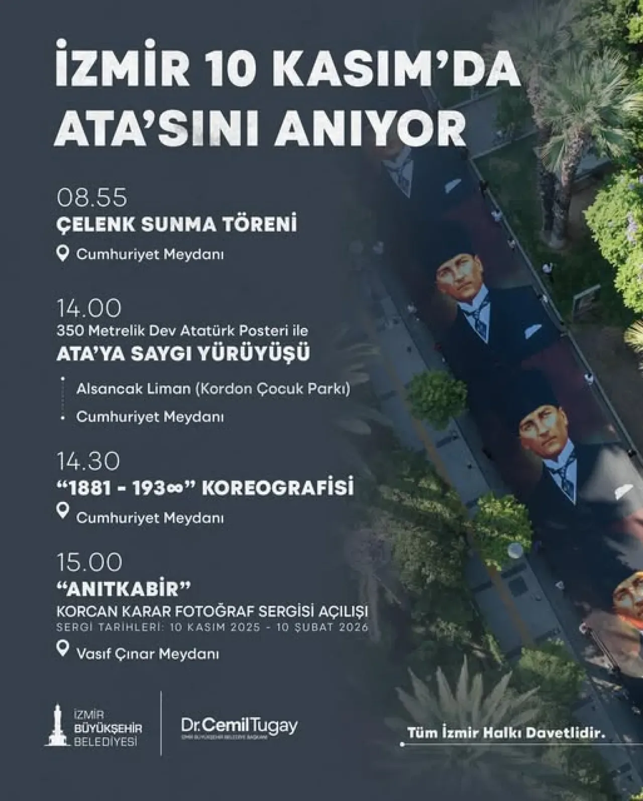 İzmir'de 10 Kasım Atatürk'ü Anma Etkinlikleri: Ata'ya Saygı Yürüyüşü ve Konserler İzmir'de 10 Kasım Atatürk'ü Anma Etkinlikleri: Ata'ya Saygı Yürüyüşü ve Konserler