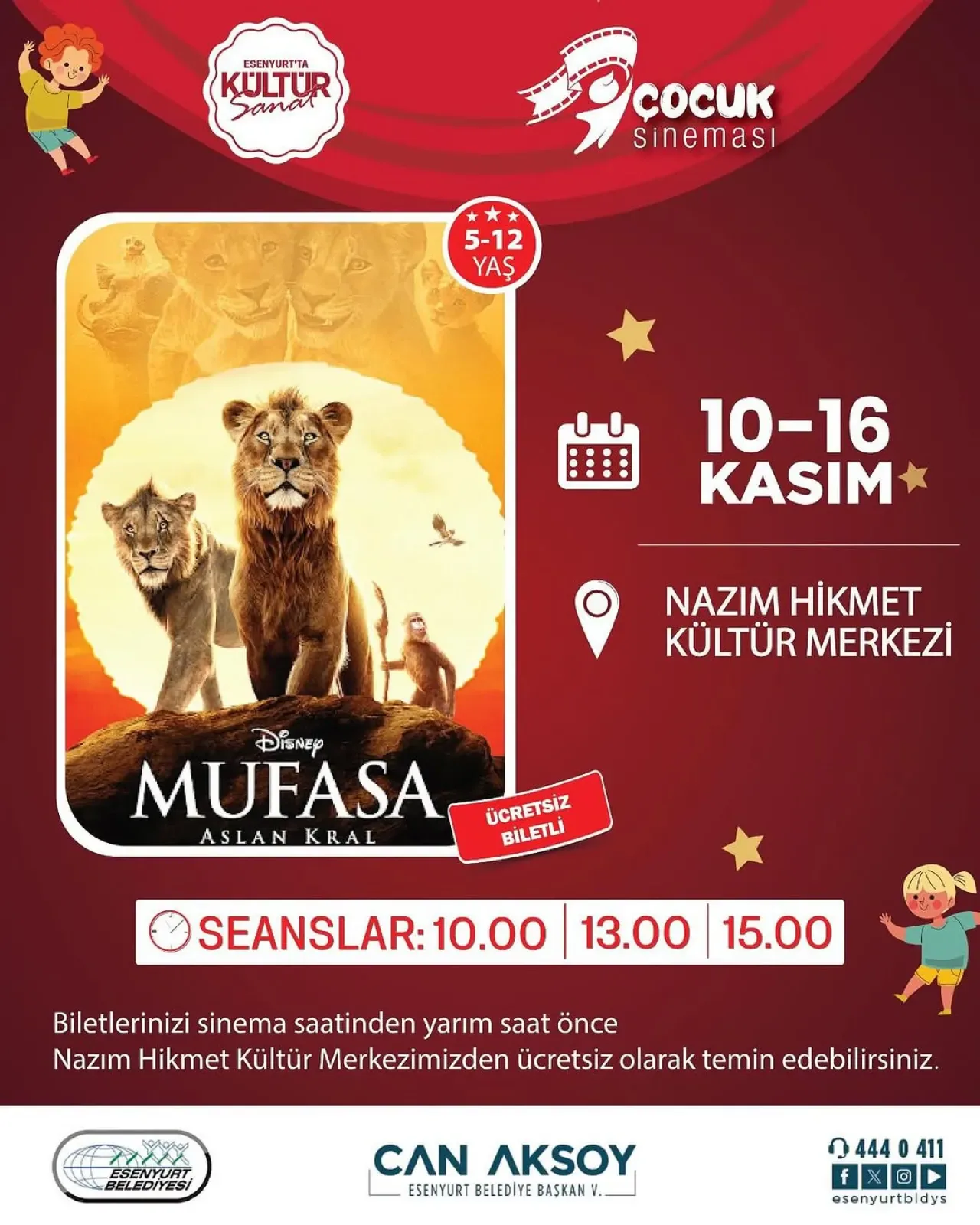 Esenyurt'ta Çocuklar İçin Ücretsiz "Mufasa: Aslan Kral" Film Gösterimi Esenyurt'ta Çocuklar İçin Ücretsiz "Mufasa: Aslan Kral" Film Gösterimi