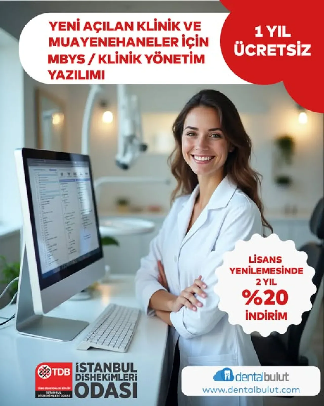 İstanbul Dişhekimleri Odası Üyelerine 1 Yıl Ücretsiz Klinik Yönetim Yazılımı Desteği İstanbul Dişhekimleri Odası Üyelerine 1 Yıl Ücretsiz Klinik Yönetim Yazılımı Desteği
