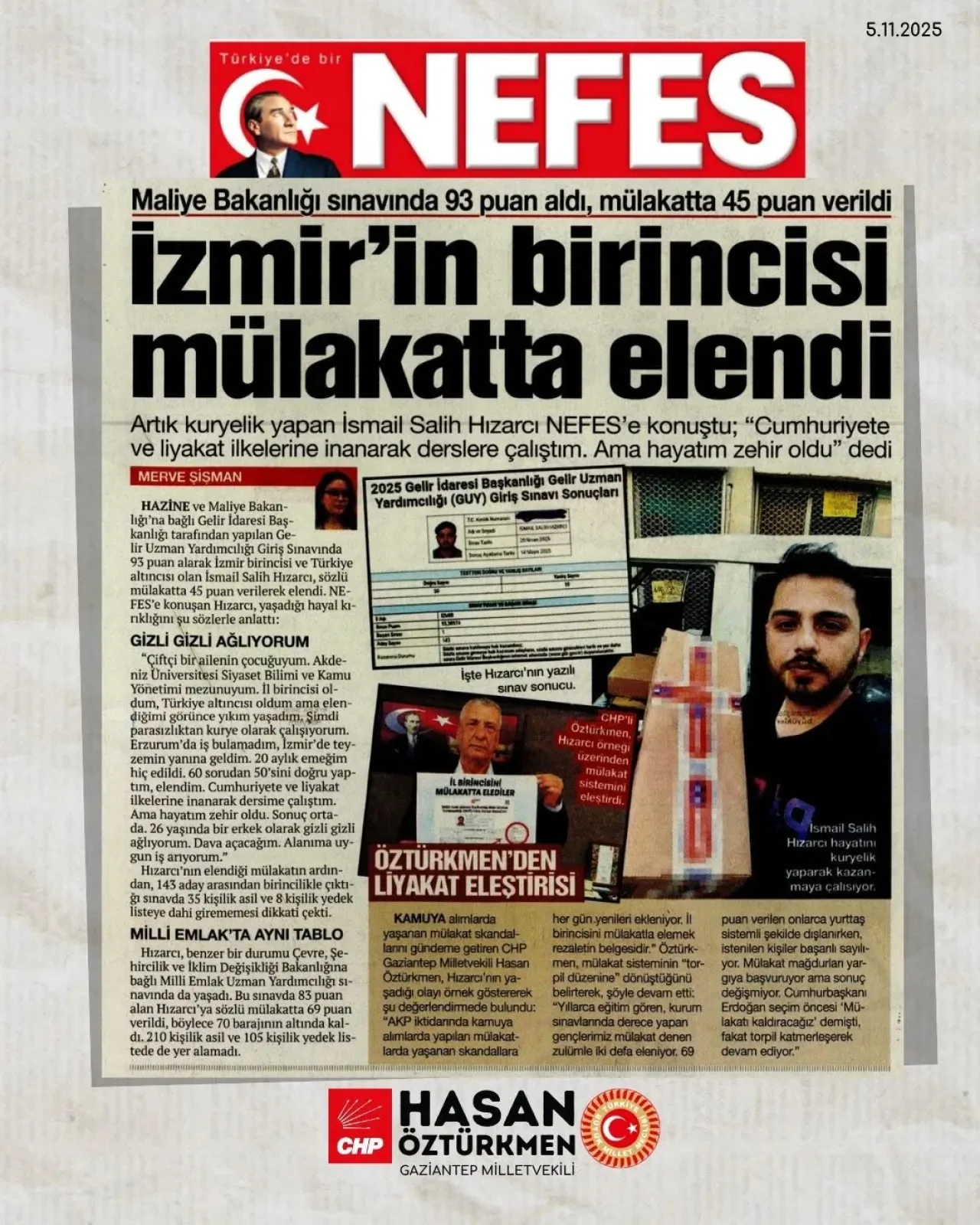 İzmir Birincisi Mülakat Aşamasında Elendi İzmir Birincisi Mülakat Aşamasında Elendi