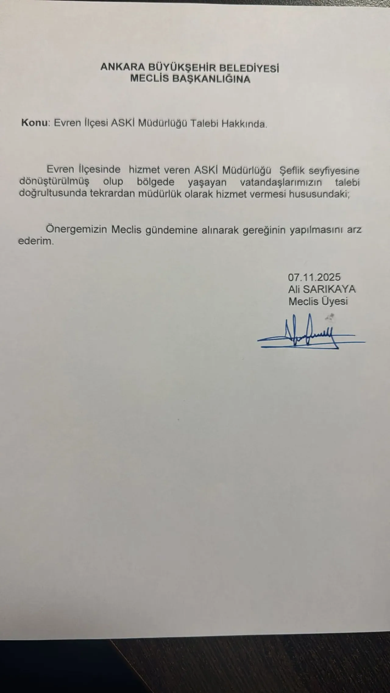 Evren'de ASKİ Şefliği Müdürlük Seviyesine Yükseltildi Evren'de ASKİ Şefliği Müdürlük Seviyesine Yükseltildi