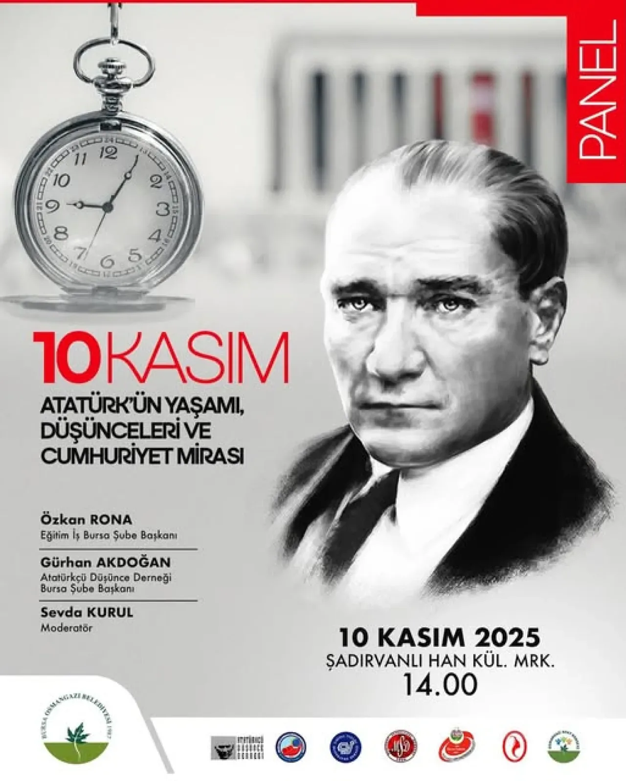 Osmangazi'de 10 Kasım'da Anlamlı Panel: Atatürk'ü Anma ve Cumhuriyet Mirası Konuşulacak Osmangazi'de 10 Kasım'da Anlamlı Panel: Atatürk'ü Anma ve Cumhuriyet Mirası Konuşulacak