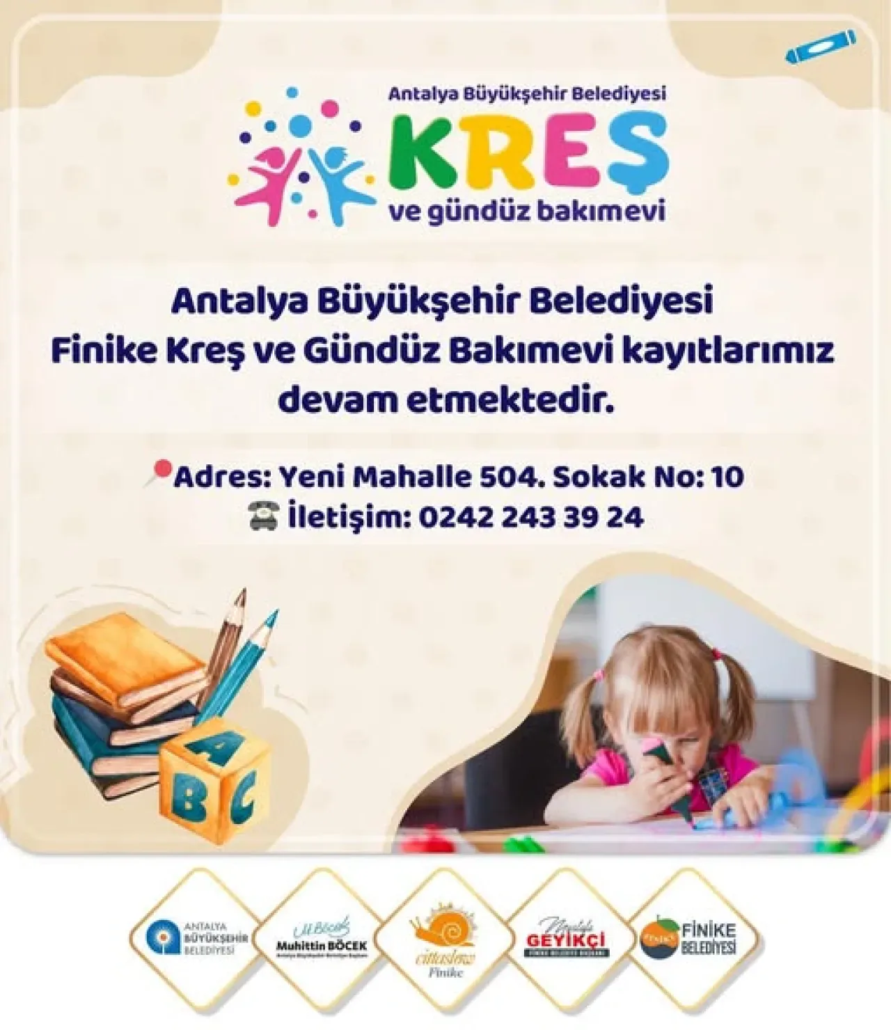 Finike'de Kreş Kayıtları Başladı: İletişim ve Kayıt Bilgileri Finike'de Kreş Kayıtları Başladı: İletişim ve Kayıt Bilgileri